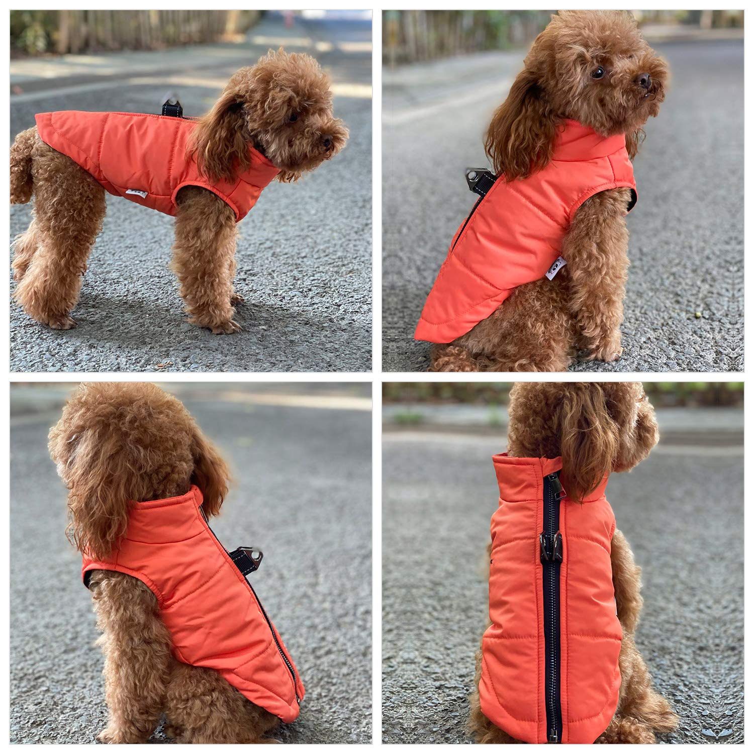 Dog Winter Vest With Cotton Lining, Waterproof Ultra Warm Dog Winter Coat Windproof Zippered Jacket Breathable Soft Dog Coat For Small Medium Large Dogs Orange S