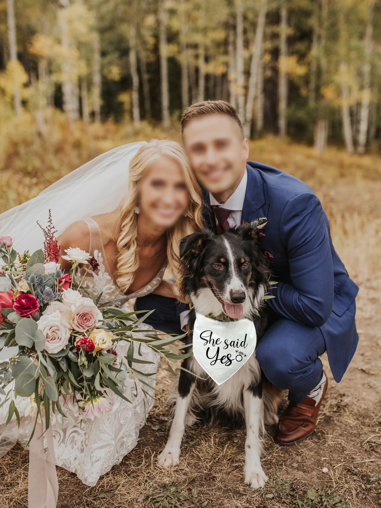 Kisjo 2 Pack My Humans Are Getting Married She Said Yes Dog Bandana, Funny Pet Triangle Scarf Bandanas Wedding Engagement Gift,
