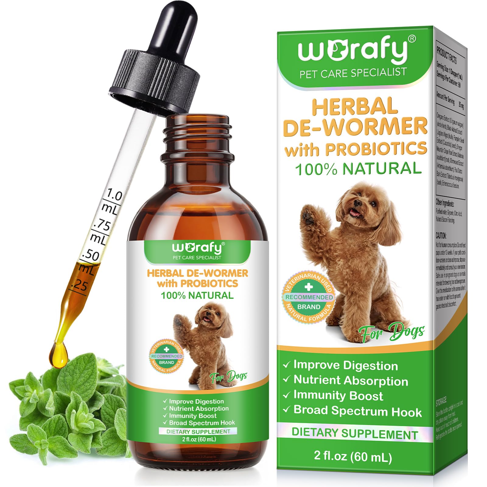 Natural Intestinal Defense for Dogs, Herbal Cleanser & Natural Digestive Support for Dogs with Probiotics, Wormwood, Black Walnu