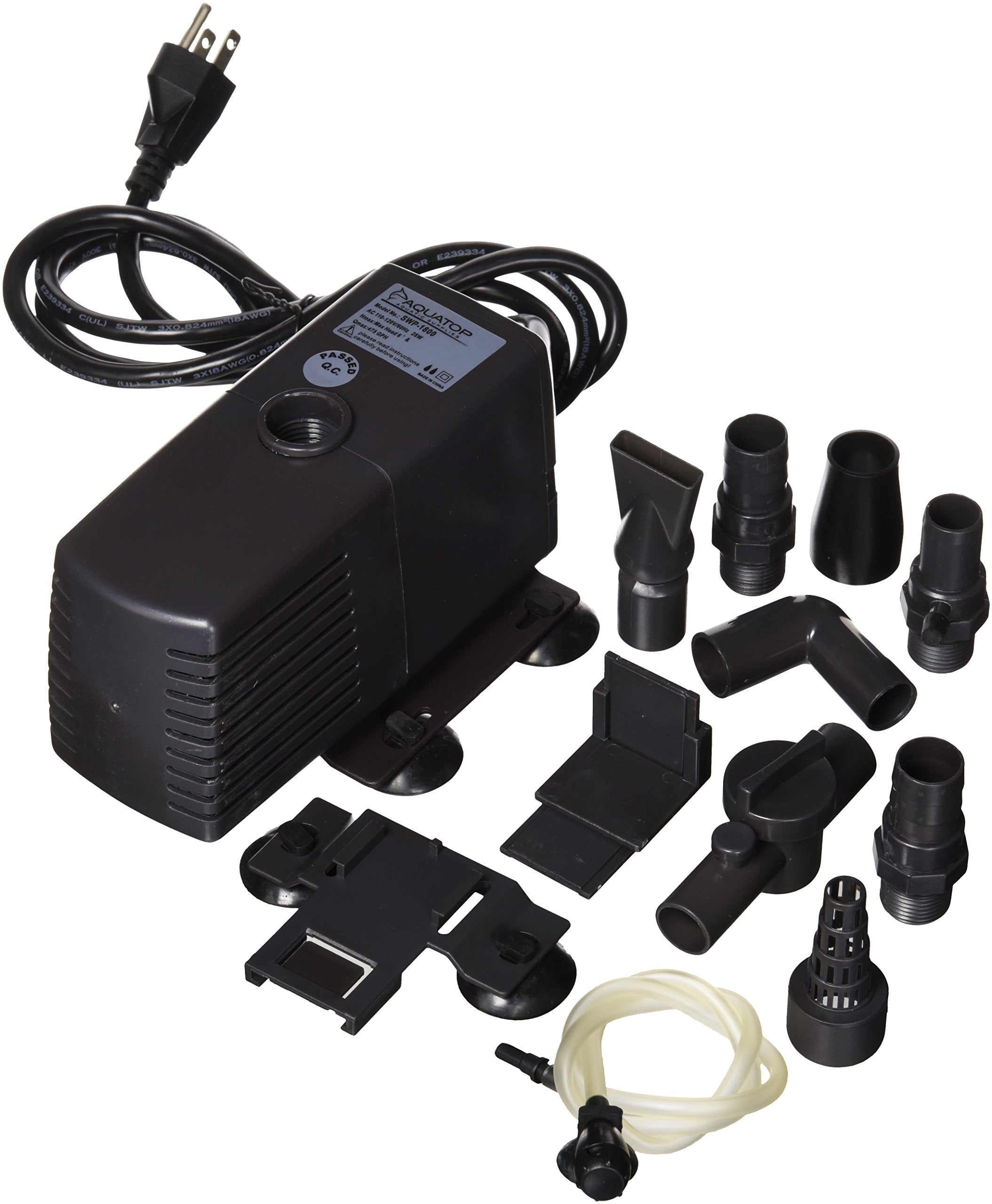 Aquatop Maxflow Submersible Aquarium Pump 475 Gph Adjustable Flow, For Fish Tanks, Sumps And Statuary, Swp-1800