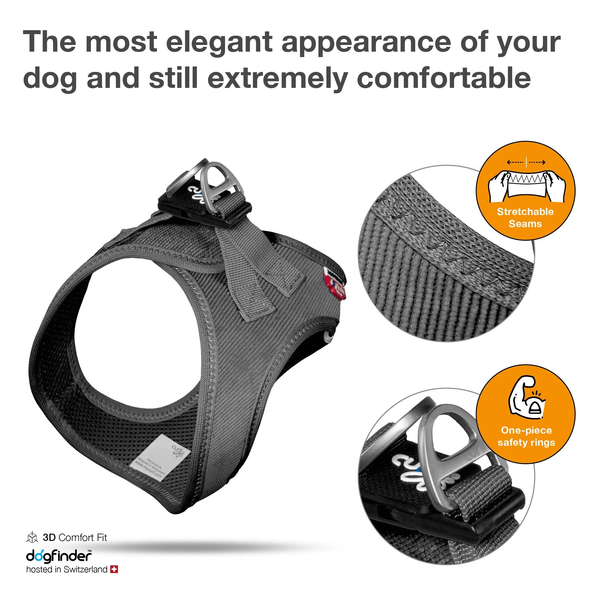 Curli Vest Harness Cord With Air-Mesh Lining Step-In Dog Harness Lightweight Breathable Dog Elegant Durable Harnesses For Small