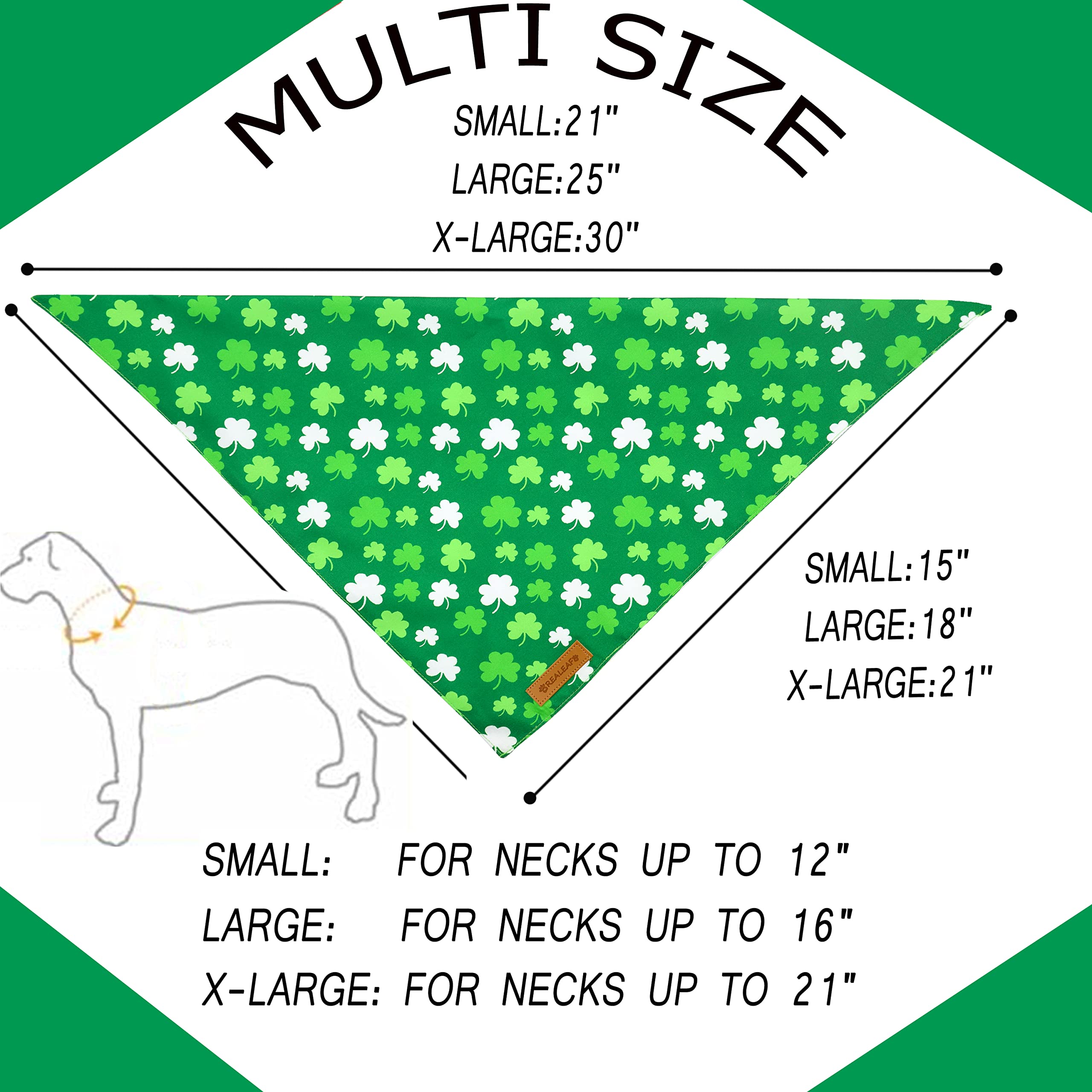 Realeaf St. Patrick'S Day Dog Bandanas 2 Pack, Triangle Reversible Pet Scarf For Boy And Girl, Premium Durable Fabric, Multiple