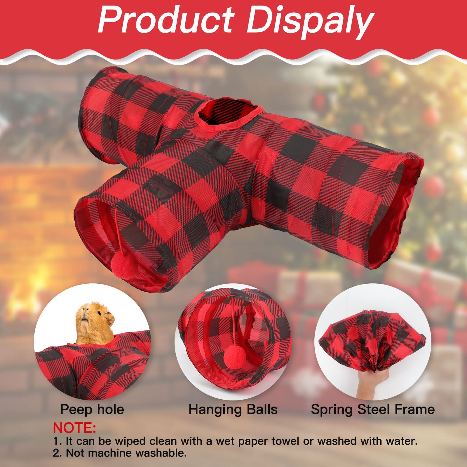 Rypet Guinea Pig Tunnels & Tubes Collapsible 3 Way Small Animals Hideaway Activity Tunnel Toys For Guinea Pig Chinchilla Ferret