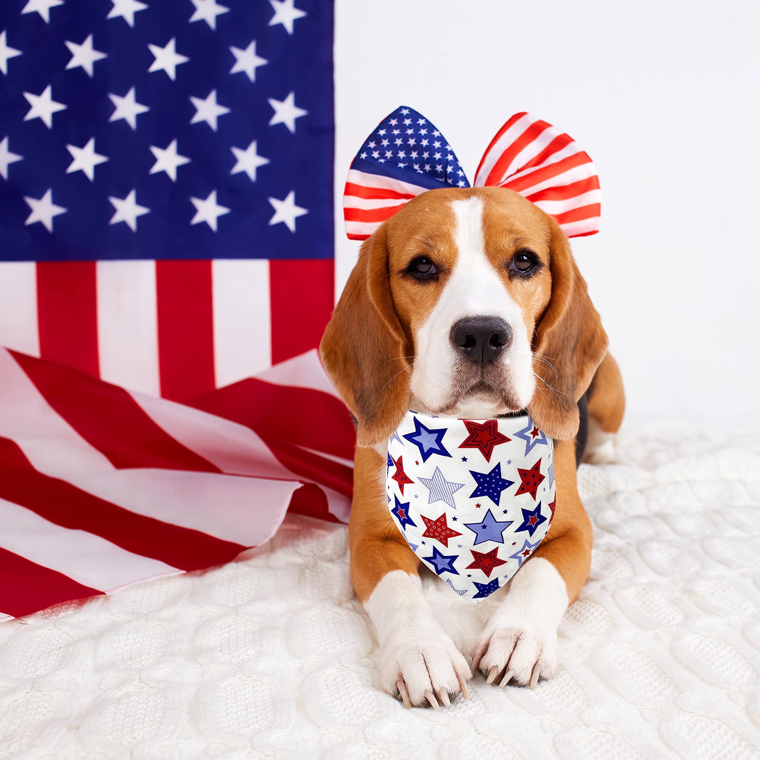 4Th Of July Dog Bandana, American Patriotic Cat Bandana For Large Medium Small Pets Puppies (Small)