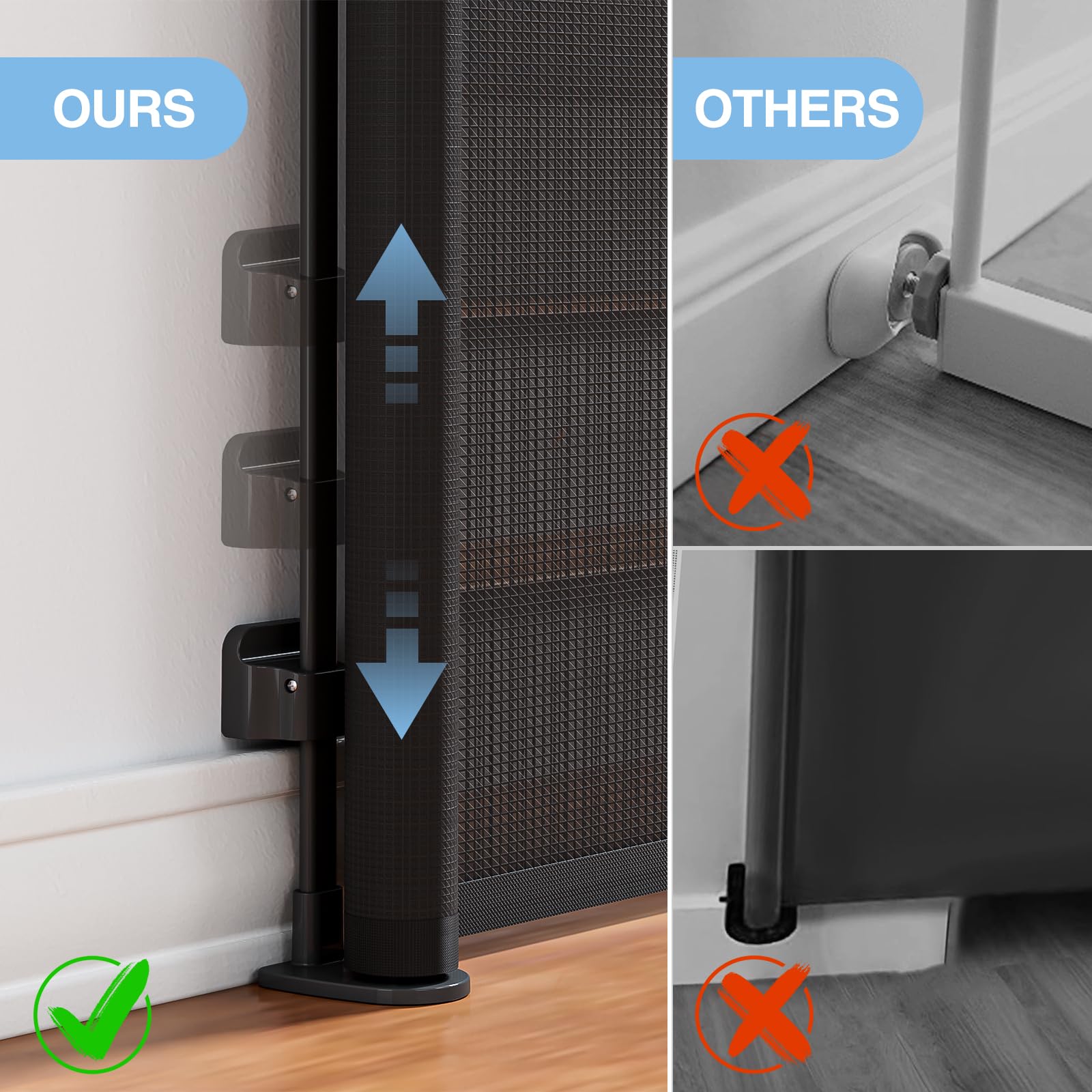 PRObebi Retractable Baby & Dog Gate - Extends to 72 Wide, 34 Tall, for Stairs, Doorways, Hallways, Outdoor, Deck, Porch