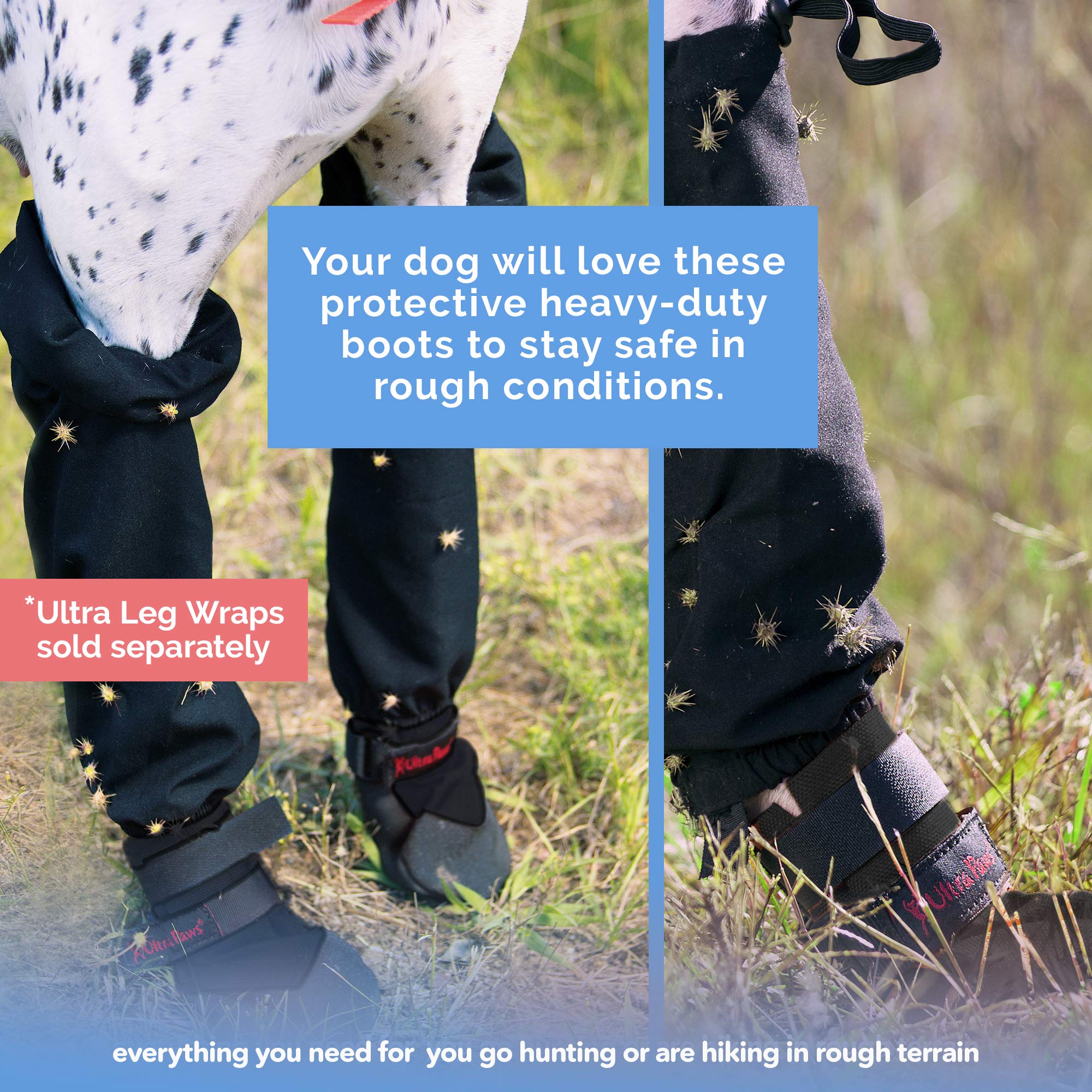 Ultra Paws Rugged Dog Boots and Paw Protectors for Small, Medium and Large Dogs Black (Size 11)