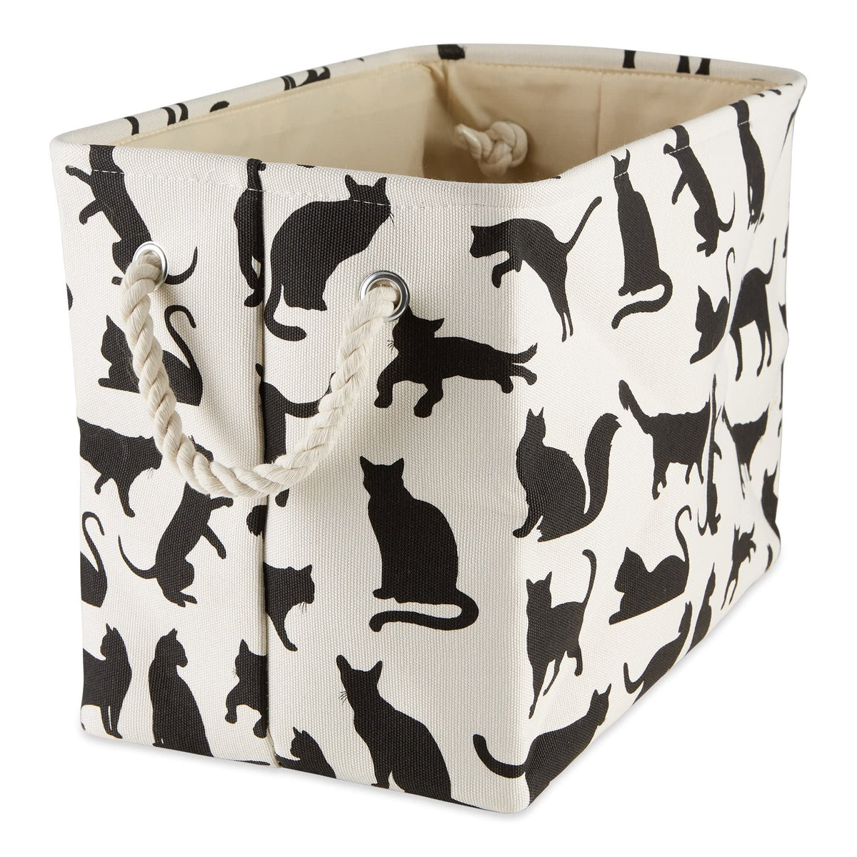 BONE DRY Pet Storage Collection Collapsible Bin with Soft Rope Handles, Large Rectangle, 17.5x12x15, Cat's Meow Print