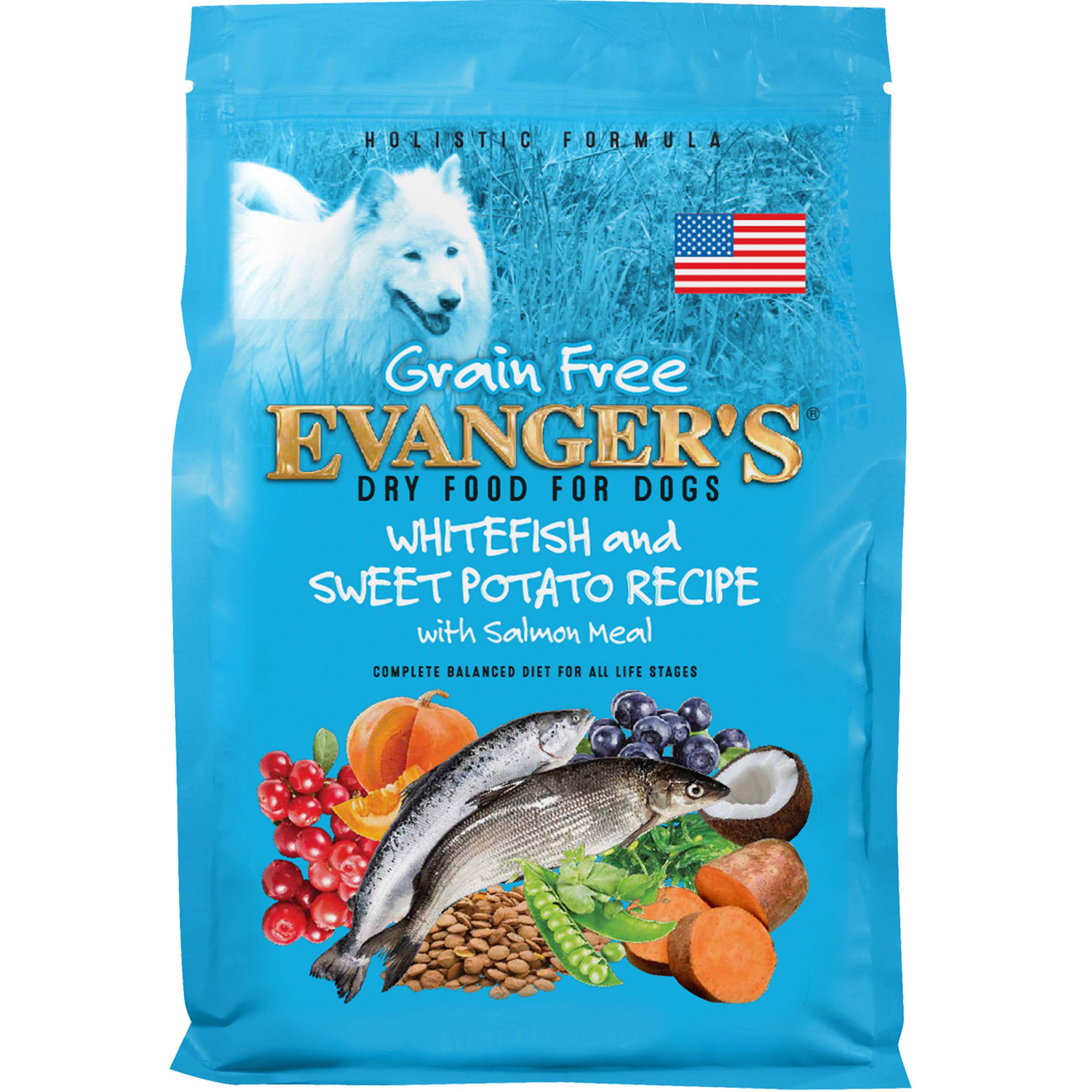 Evangers Grain-Free Whitefish & Sweet Potato with Salmon and Buffalo Meal Dry Dog Food, 16.5 lb Bag