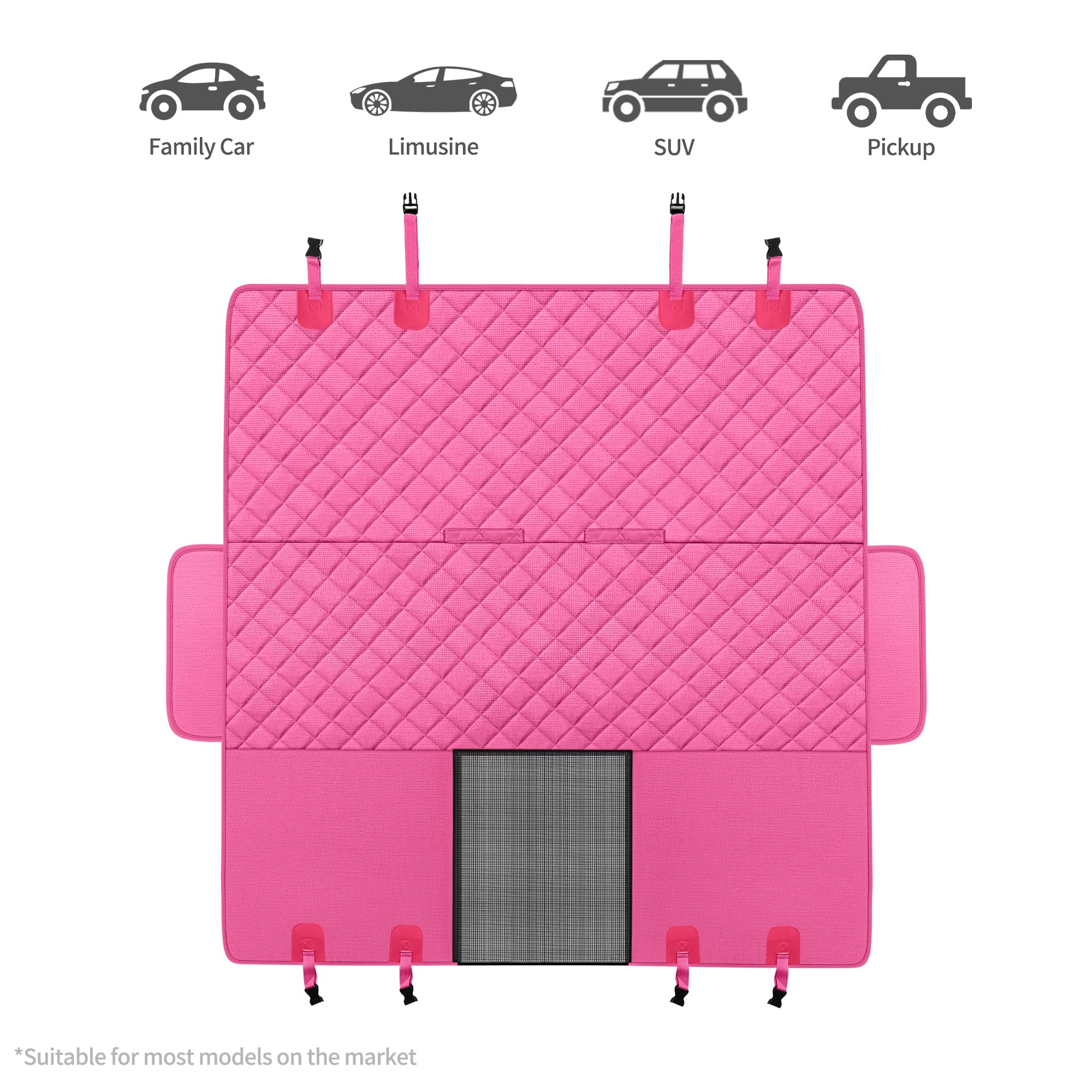 Gxt Dog Back Seat Cover Protector For Cars Suv And Trucks With Mesh Window, Scratchproof Nonslip And Waterproof Material(Pink)