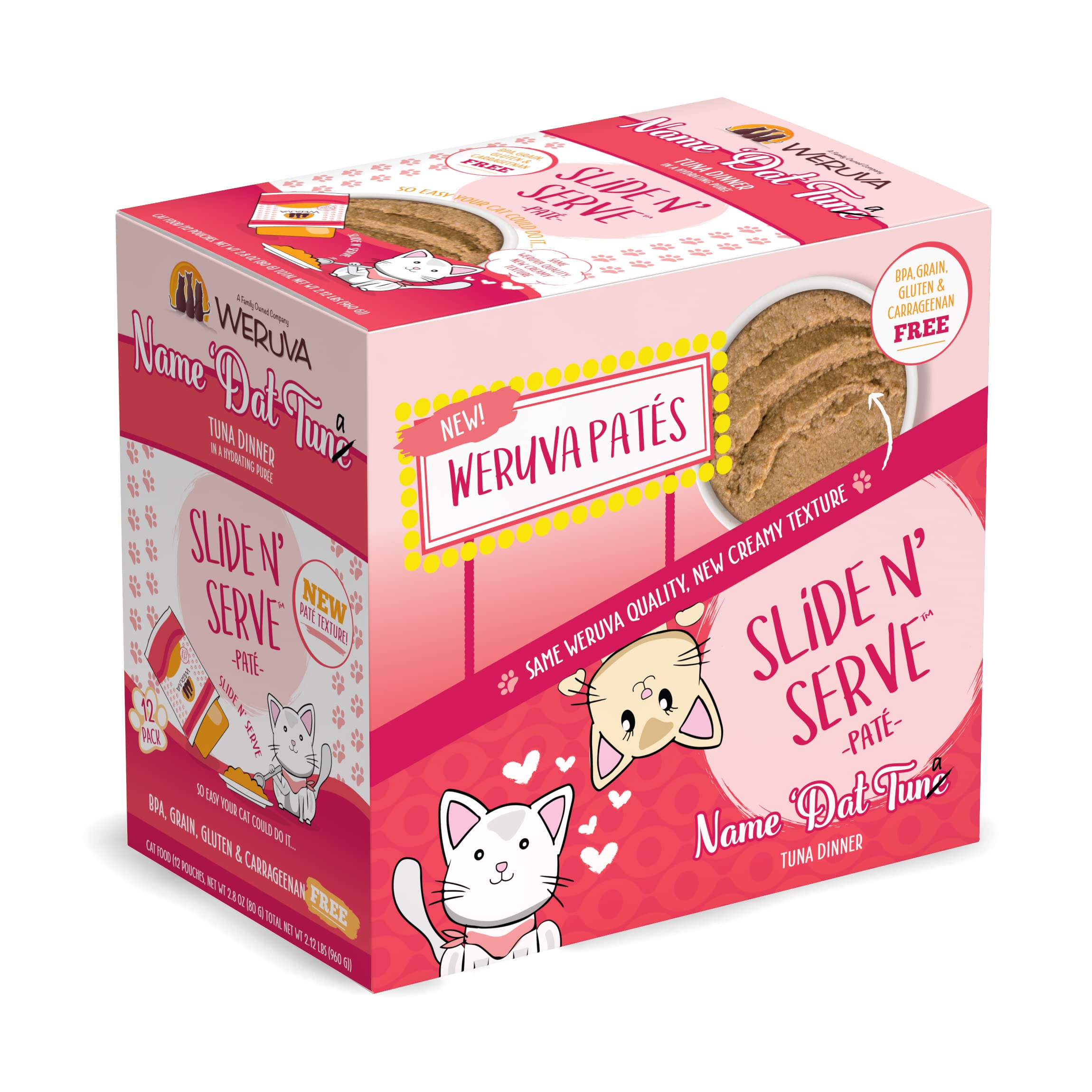 Weruva Wet Cat Food, Name Dat Tuna with Tuna Pate, 2.8oz Slide N Serve Pouch, Pack of 12