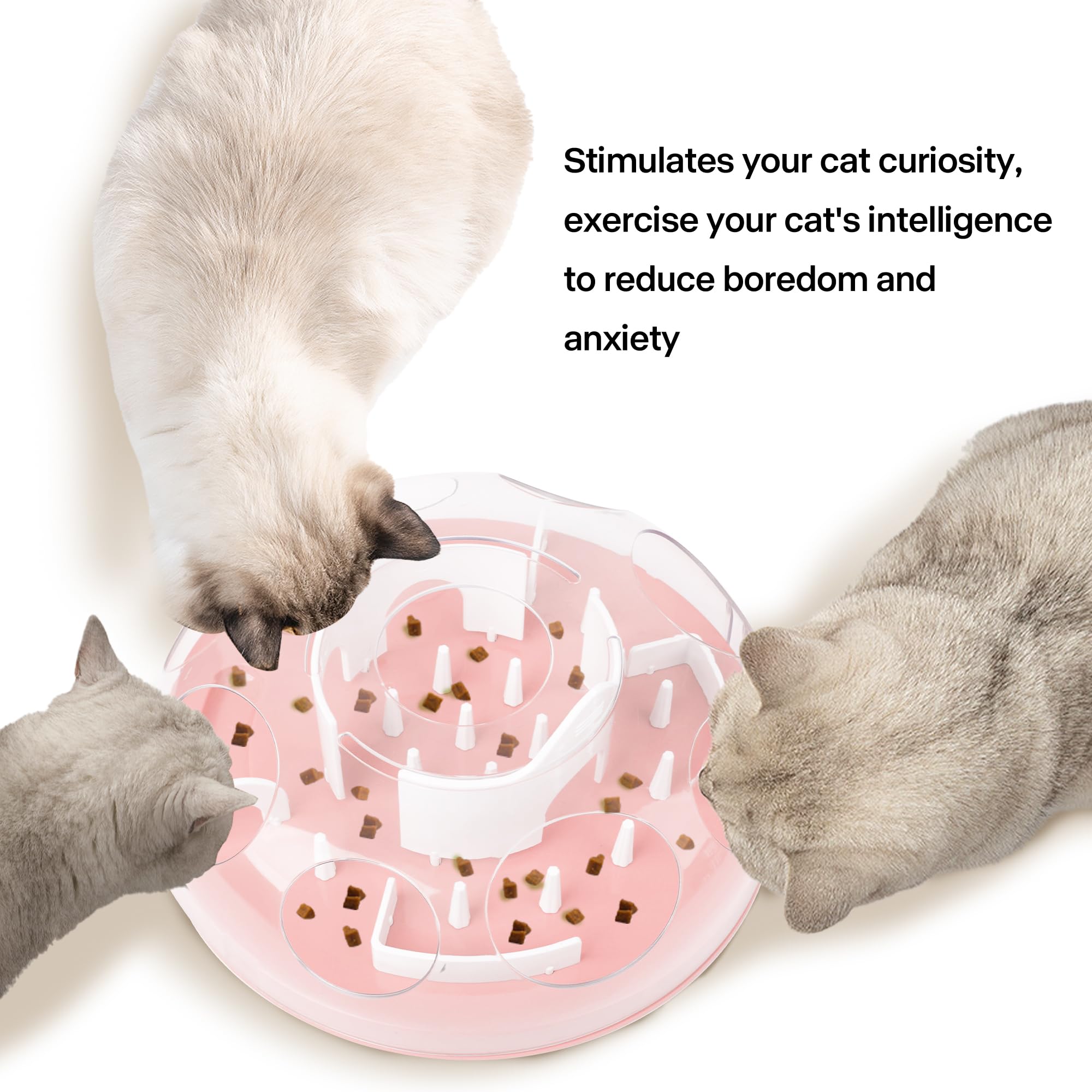 Pet Prime Cat Puzzle Feeder Interactive Enrichment Toys for Indoor Cats Slow Feeder Food Treat Puzzle Cat Stimulation Toys Pink