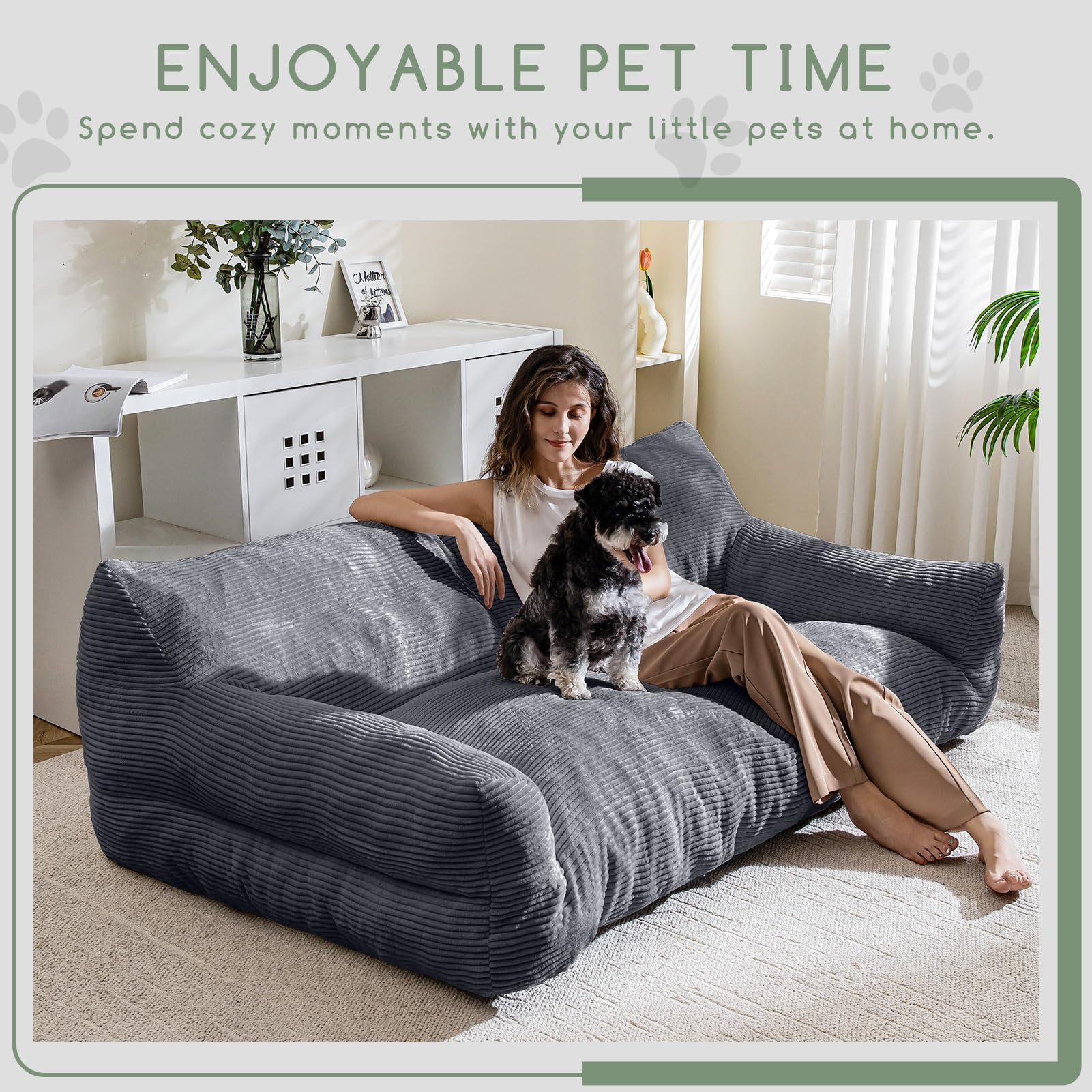 Higogogo Large Human Dog Bed, Giant Human Dog Sofa, Big Comfy Floor Sofa Couch For Pet Families With Foam Chunk Supportive Mat,