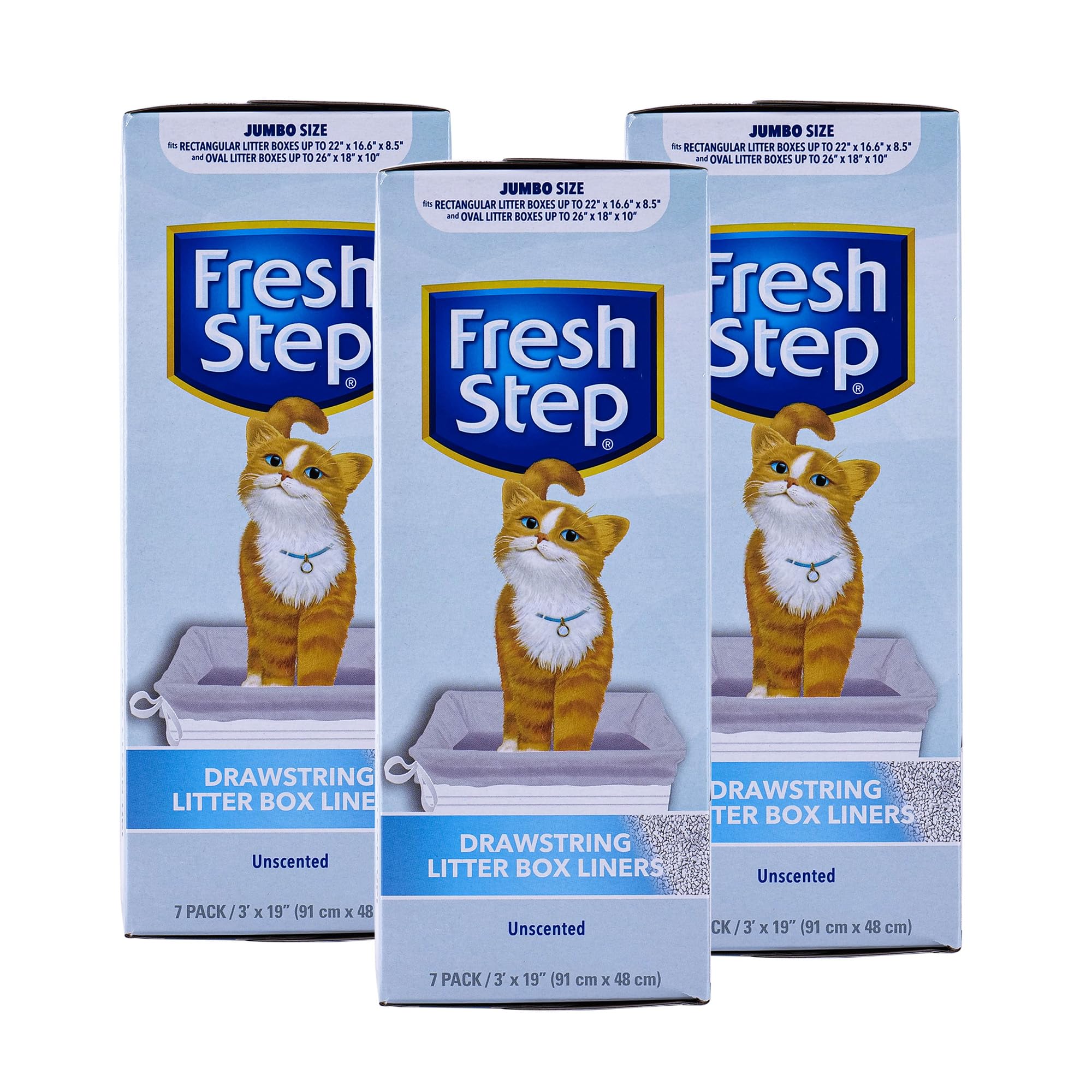 Fresh Step Jumbo Drawstring Cat Litter Box Liners, Unscented Heavy Duty Kitty Litter Bags for X-Large Oval or Rectangle Pans, He