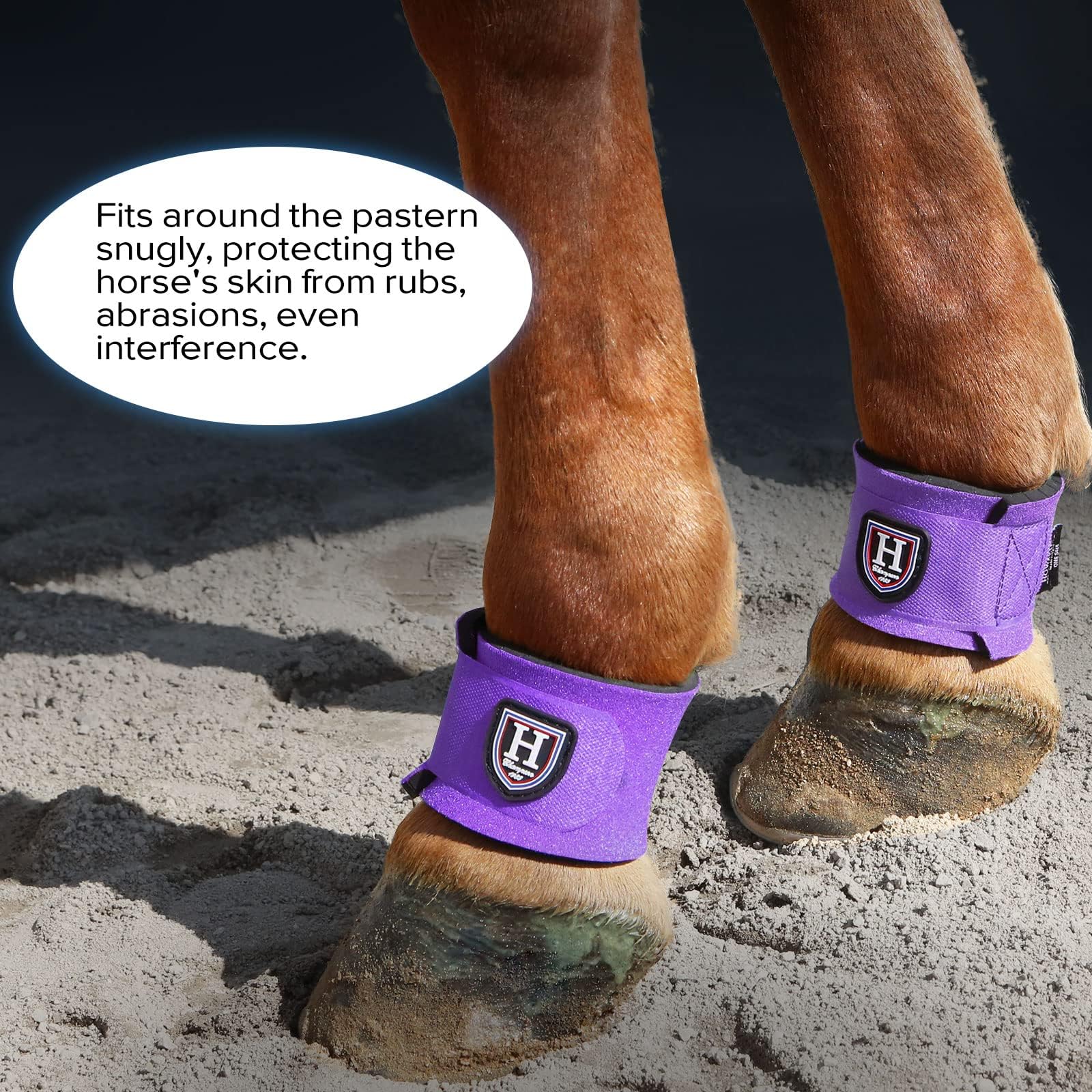 Harrison Howard Durable Shock-Absorbent Breathable Impact Protection Pastern Wraps For Horse Sold In Pairs-Purple