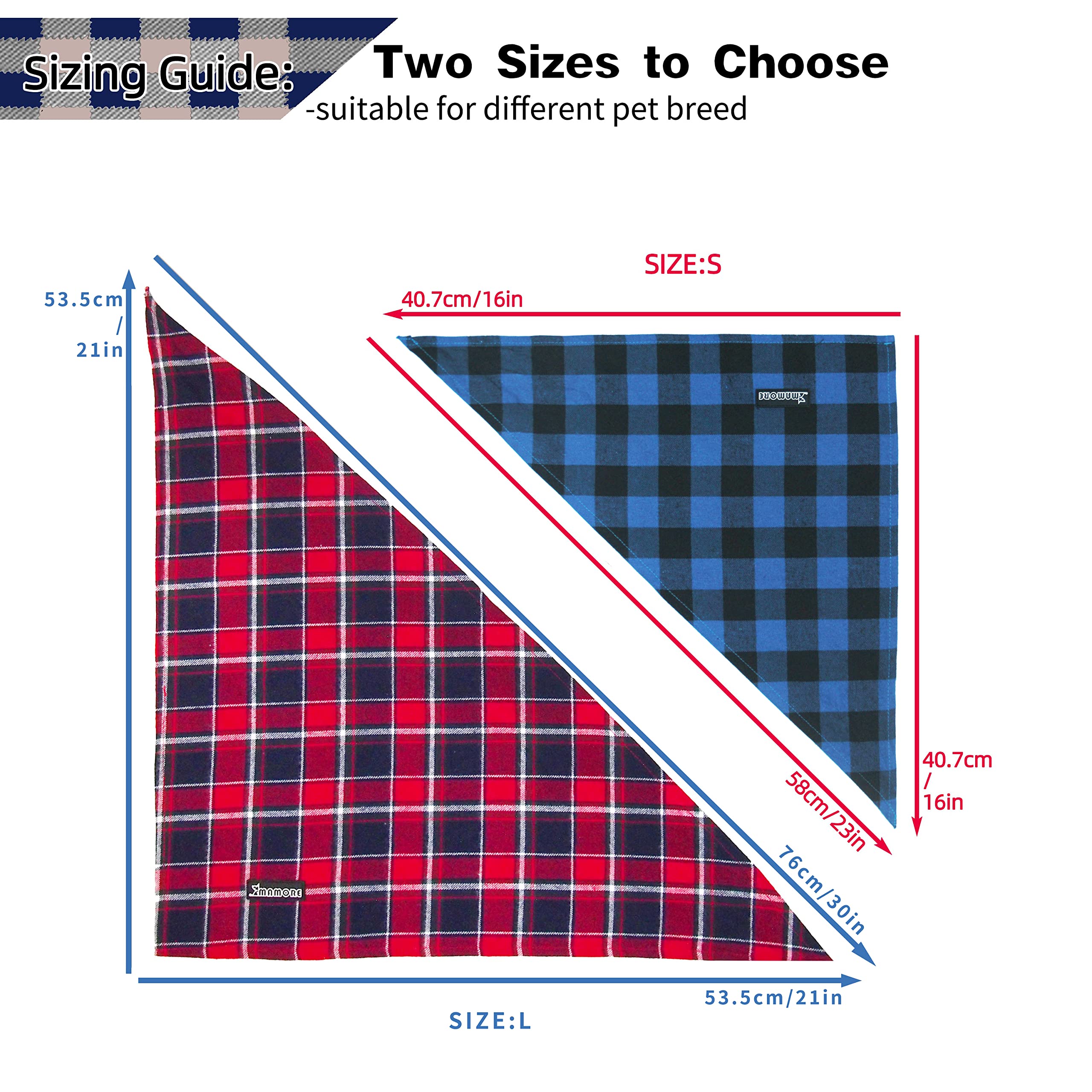 Adjustable Plaid Dog Bandanas,1Pc Soft Washable Cotton Triangle Bib Kerchief Scarfs For Small Medium Large Dogs And Cats (Brown&