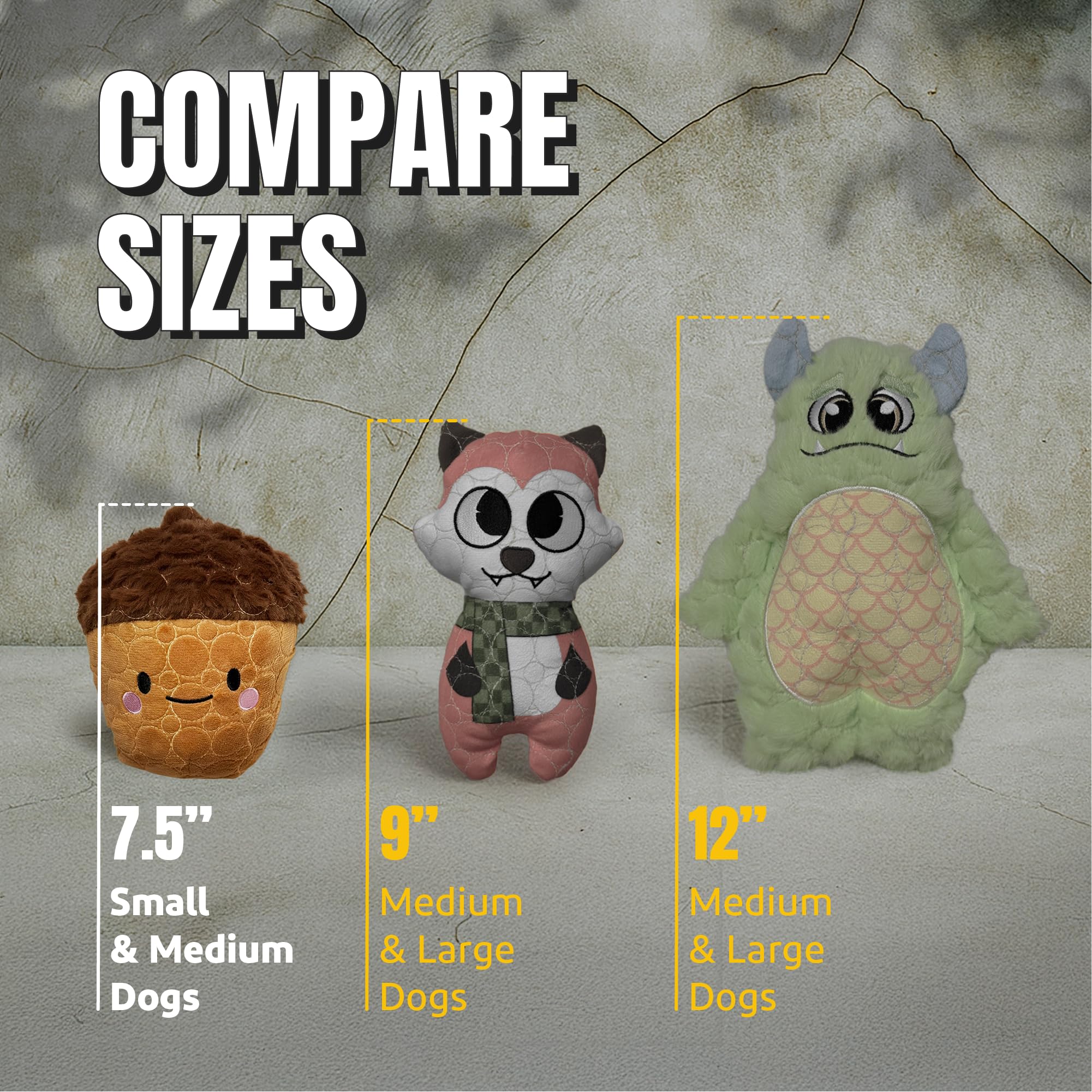 Bite Force Cheeky Acorn Dog Toy - Kevlar-Reinforced, Durable Squeaker for Small, Medium, Large Dogs - Brown, Model BF1199
