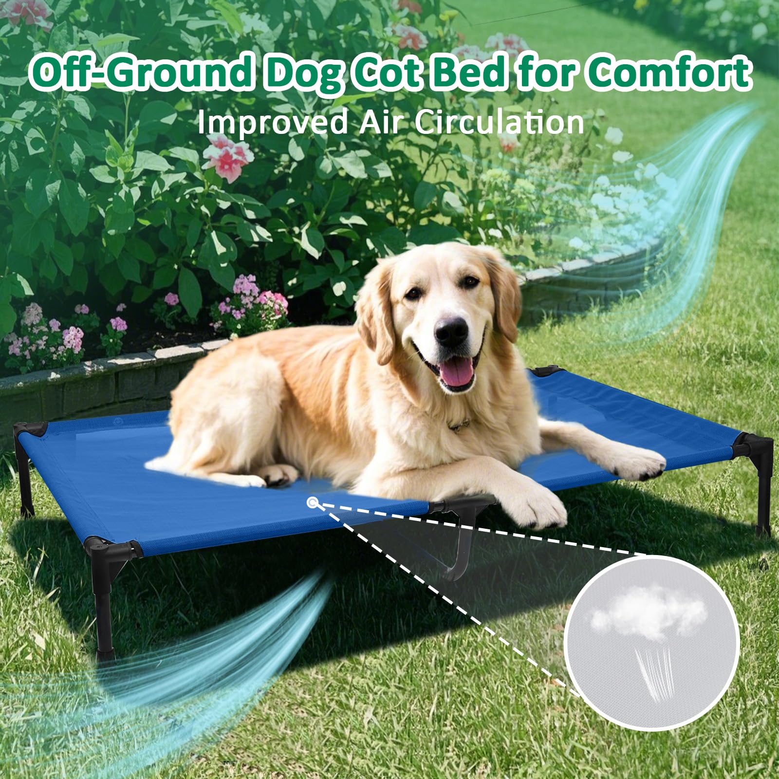 Kmfyzye Elevated Dog Bed Xl, Xlarge Raised Outdoor Dogs Beds, Breathable Mesh And Anti-Slip Feet, Lifted Pet Cot Off Ground, Coo