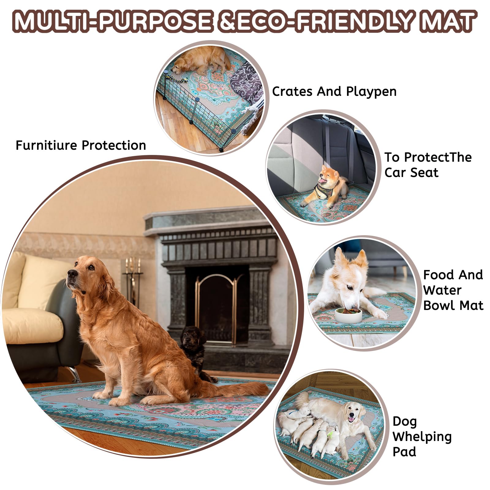 Aitmexcn Washable Pee Pads For Dogs, 72'X72' 2 Pack Reusable Puppy Pads Pet Training Pads, Super Absorbent, 100% Waterproof Do