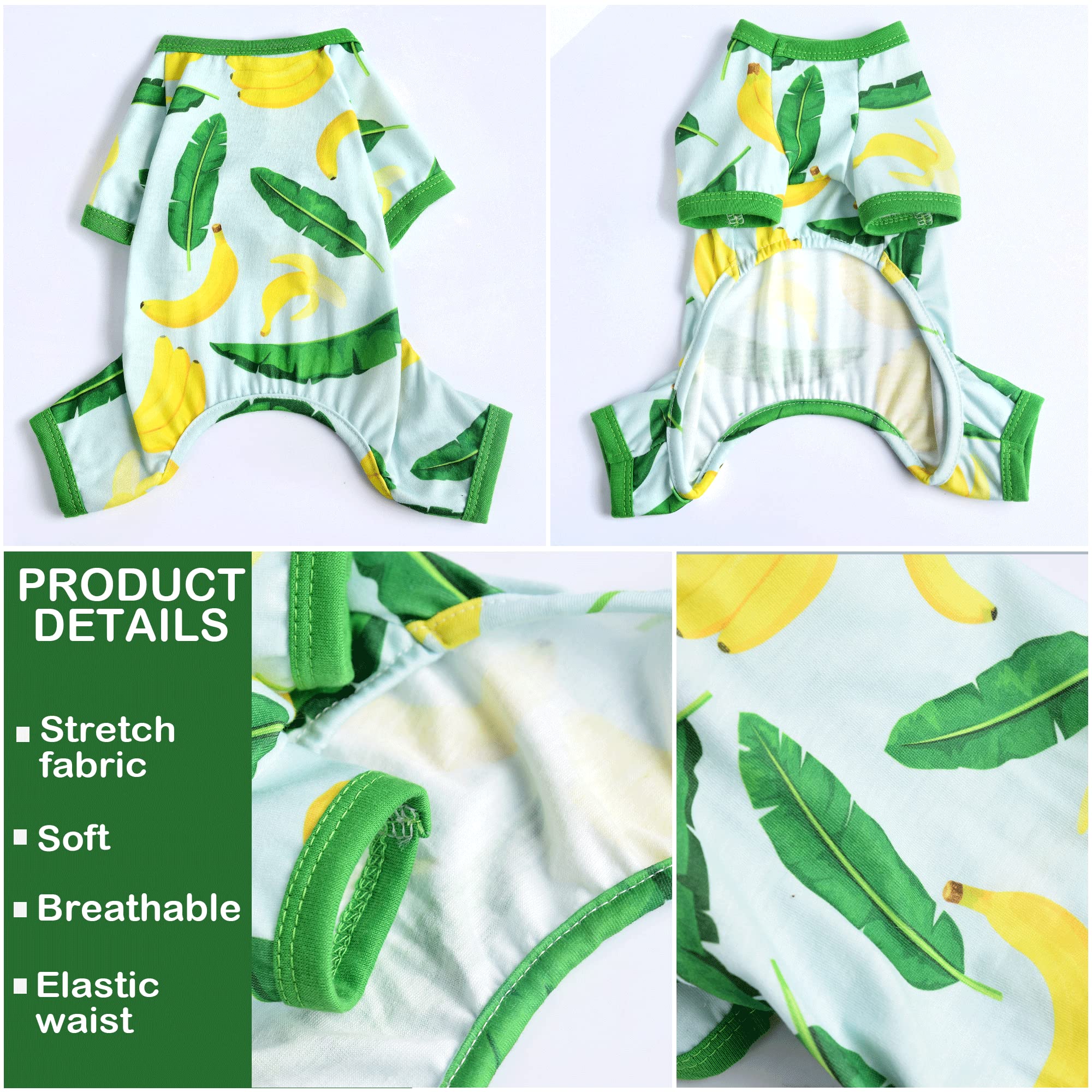 Dog Pajamas Banana Soft Doggie Onesies Puppy Apparel Pet Clothes Cat Pjs for Small Dog Boy Girl Summer Spring