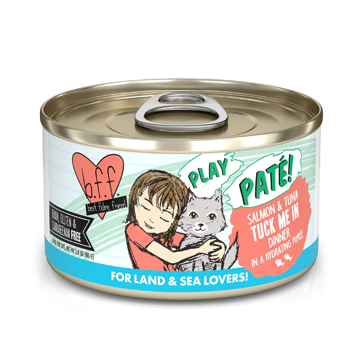 Weruva B.F.F. Play - Best Feline Friend Paté Lovers, Aw Yeah!, Salmon & Tuna Tuck Me In With Salmon & Tuna, 2.8Oz Can (Pack Of 12)