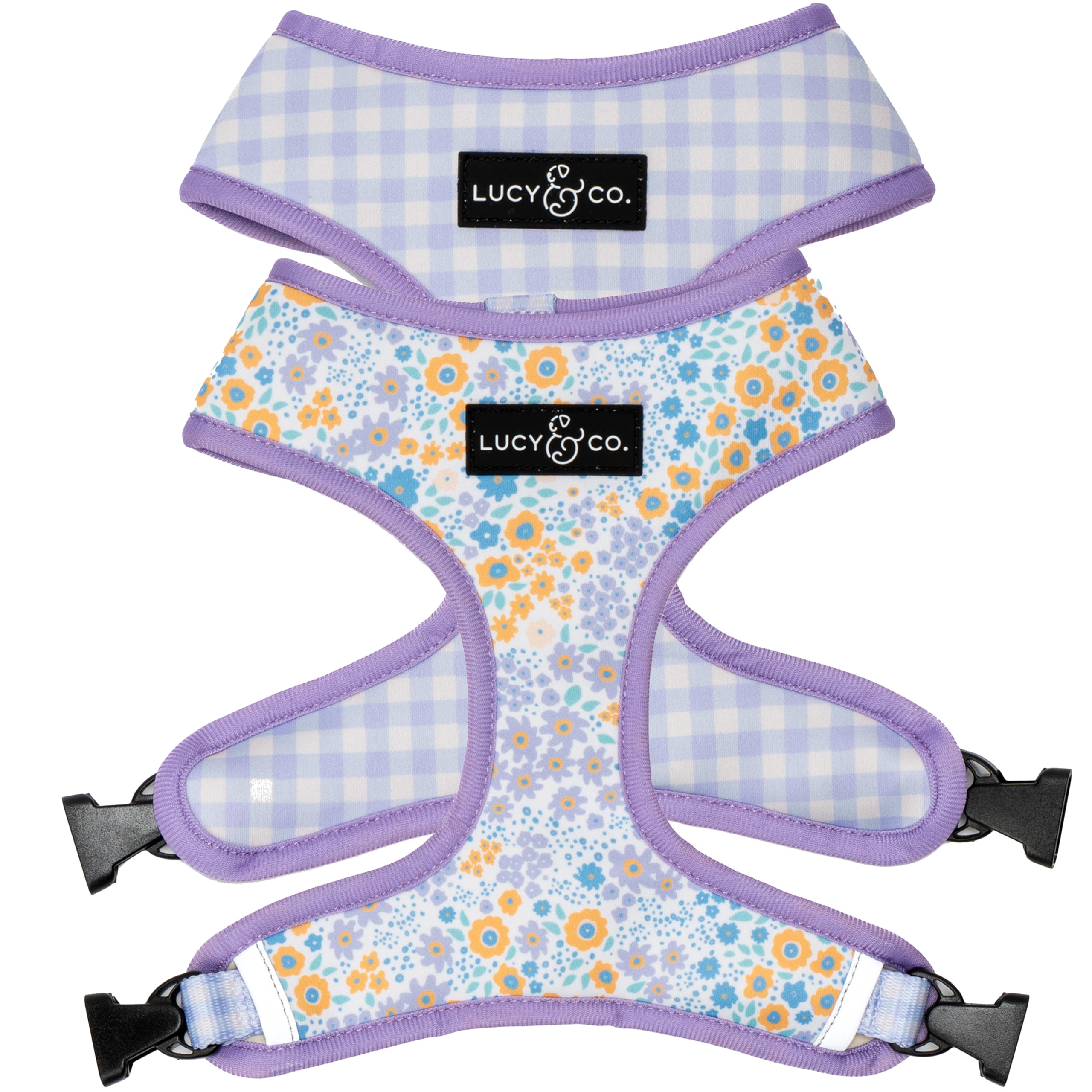 Lucy & Co. Cute Reversible Dog Harness Walking Halter - Best Designer Pet Harnesses For Xs - Xl Dogs - Padded Adjustable Vest Fo