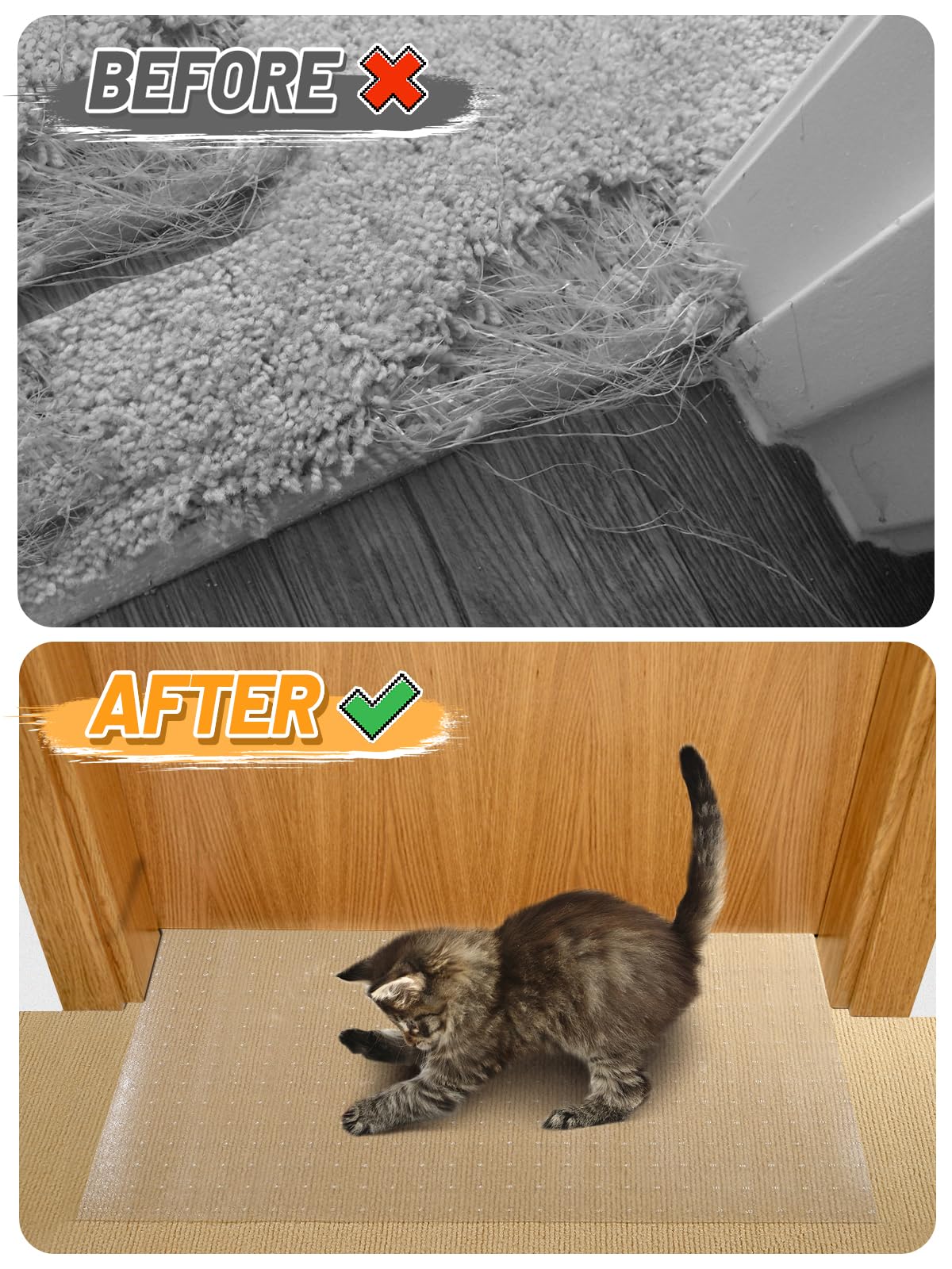 8.69Ft(L) Carpet Protector For Pets - Anti-Slip Cat Carpet Protector, Scratch Resistant Pets Scratch Stopper, Easy To Cut Floor