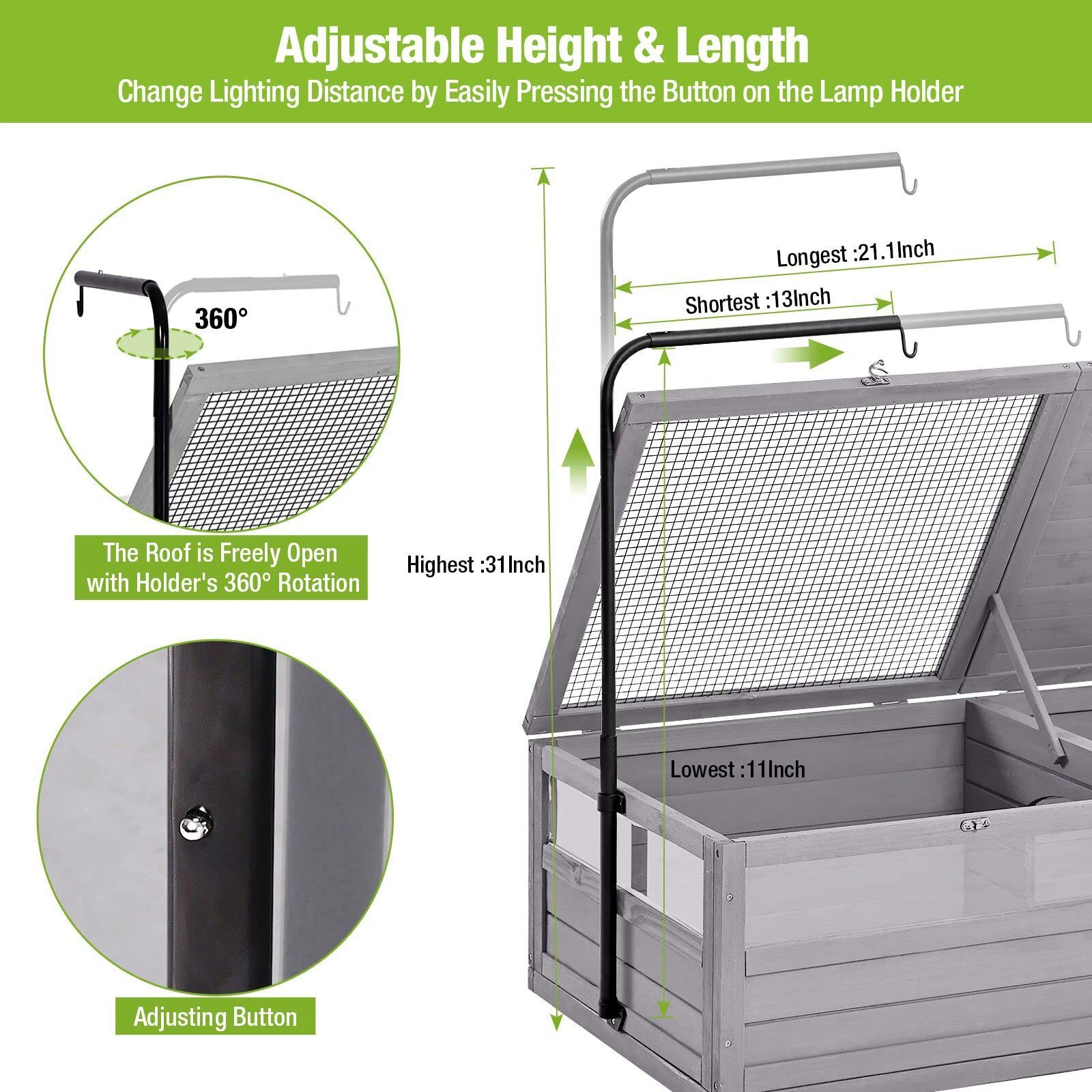 Gutinneen Tortoise Cage Large Tortoise Habitat With Light Support Frame, Indoor Turtle House, Outdoor Tortoises Enclosure For Sm