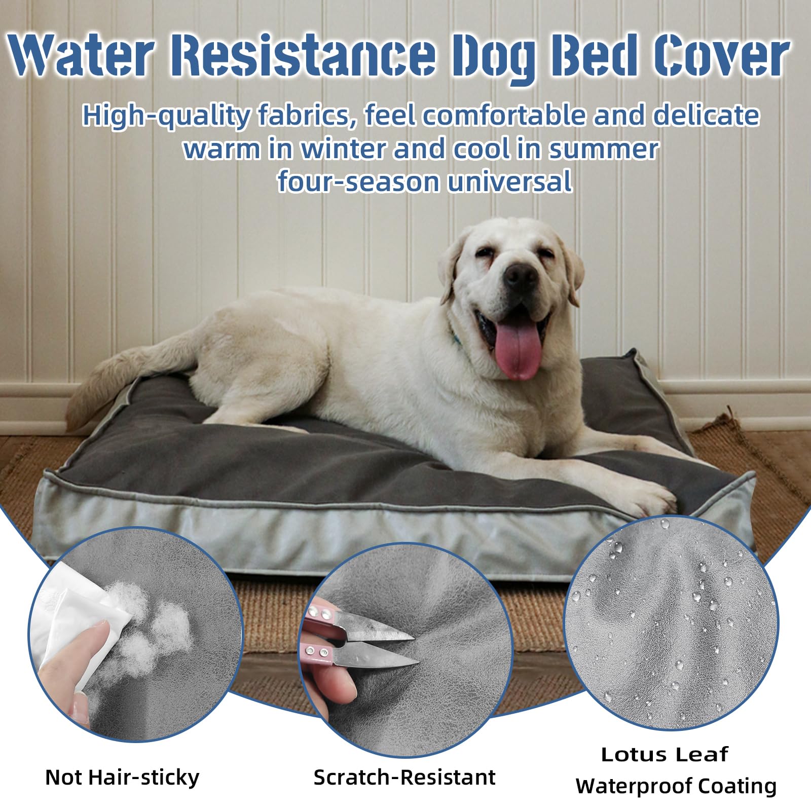 Lyund Dog Bed Cover, Comfortable And Quiet Dog Bed Covers For Pet Mat Bed,Washable Removable Cover,Faux Leather Pet Nest, 44'' L