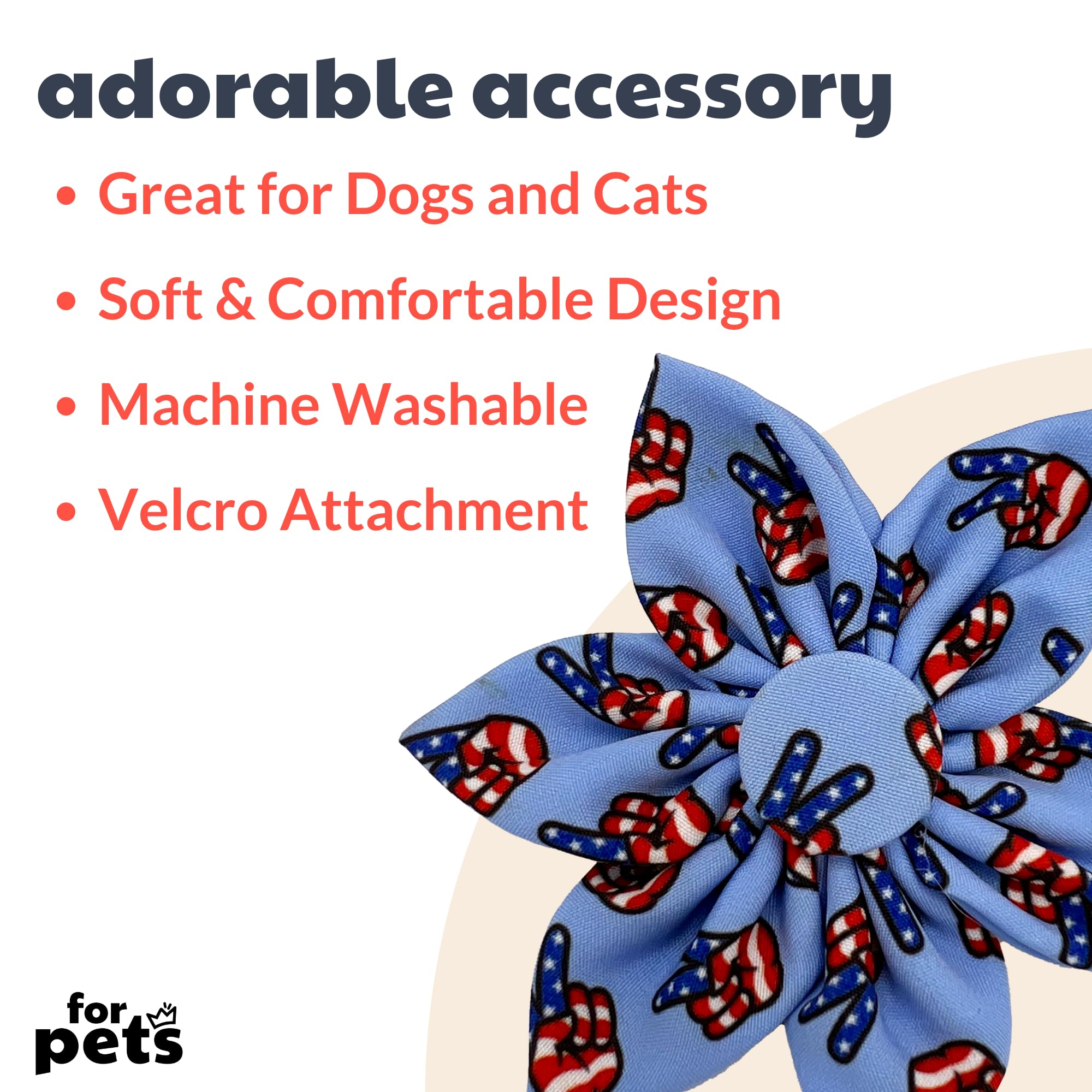 Huxley & Kent Pet Pinwheel | Patriots For Peace (Large) | Collar Accessory For Dogs/Cats | Bow Collar Attachment | Cute, Comfort