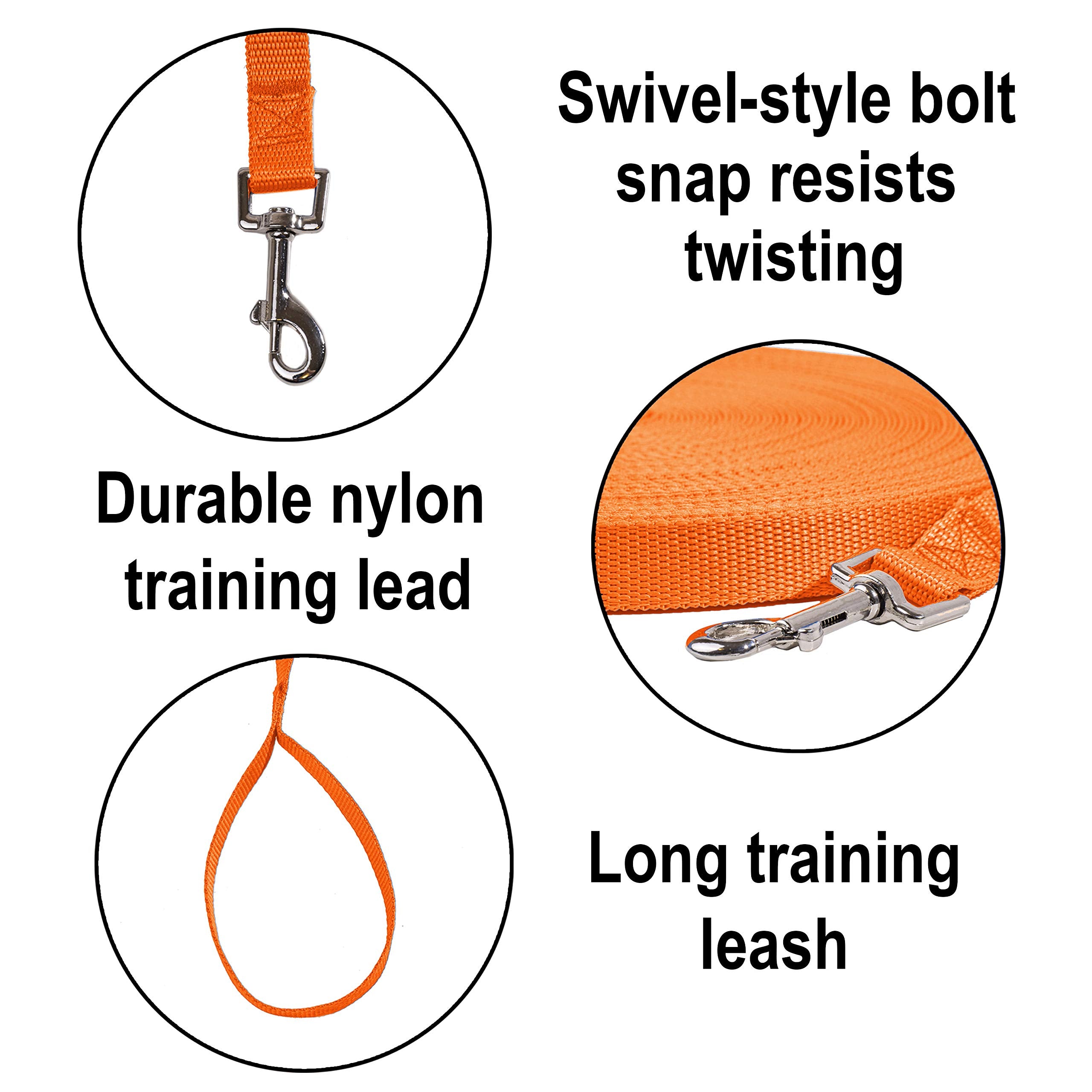 Hi Kiss 20ft Nylon Dog Training Leash - Orange, Ideal for Obedience Recall, Agility, Camping, or Play - Model SZZXK-GOUSHENG-20170608