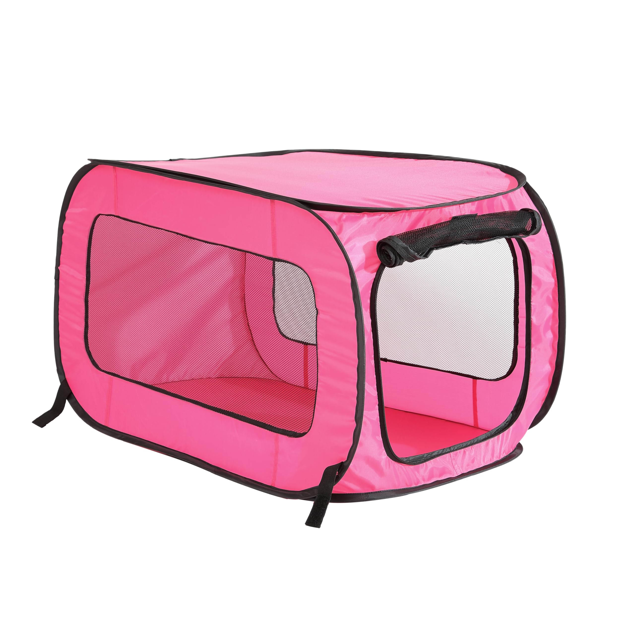 Beatrice Home Fashions Portable, Collapsible, Pop Up Kennel Travel Cat And Dog Crate, 40'' L X 27'' W X 27'' H, Fuchsia