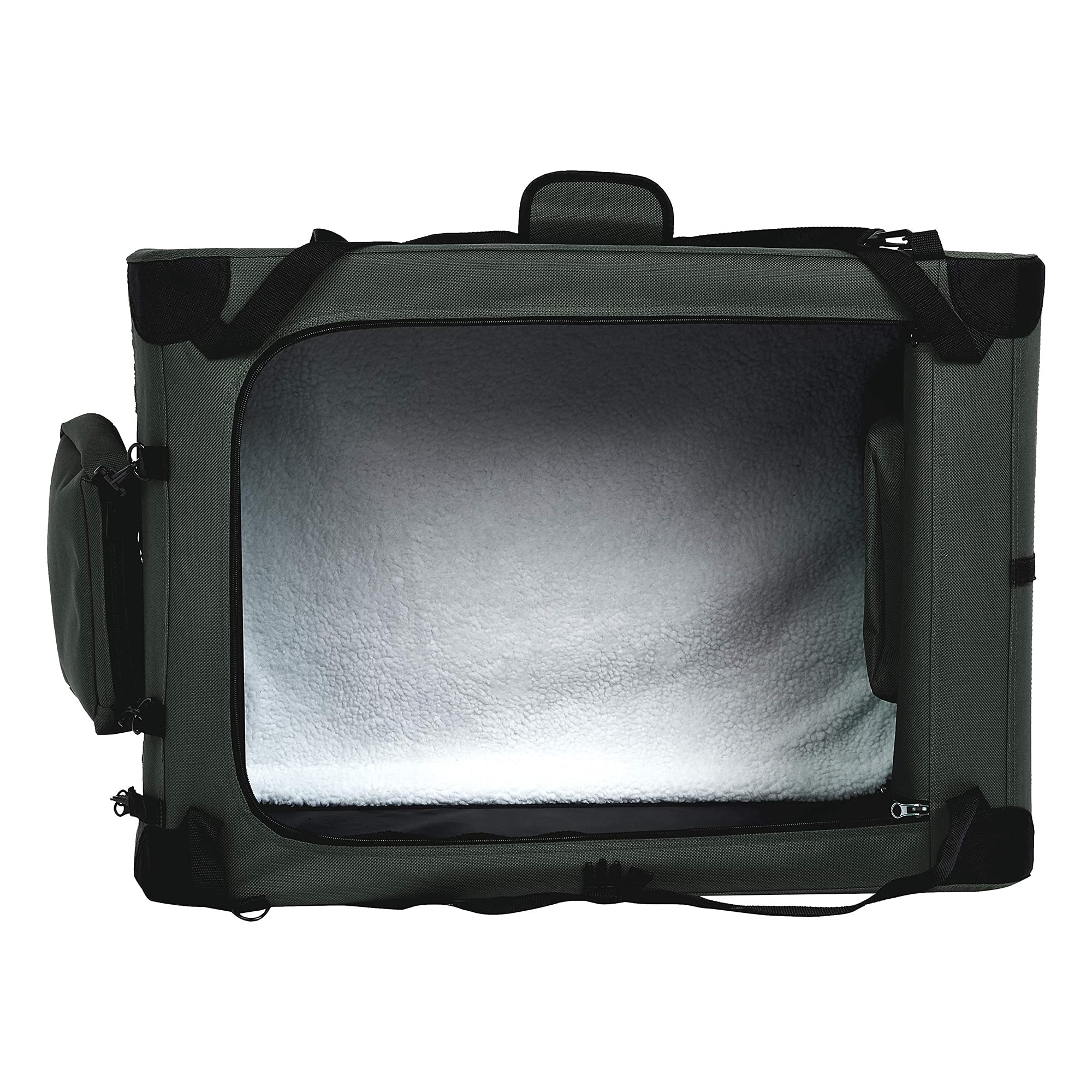 Amazon Basics Folding Portable Soft Pet Dog Crate Carrier Kennel, 30 X 21 X 21 Inches, Grey