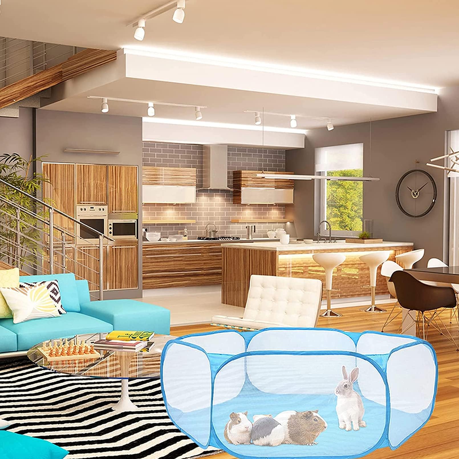 Hamster Foldable Exercise Playpen, Breathable And Transparent Pet Playpen, Indoor/Outdoor Cage Small Animal Fence For Syrian Ham