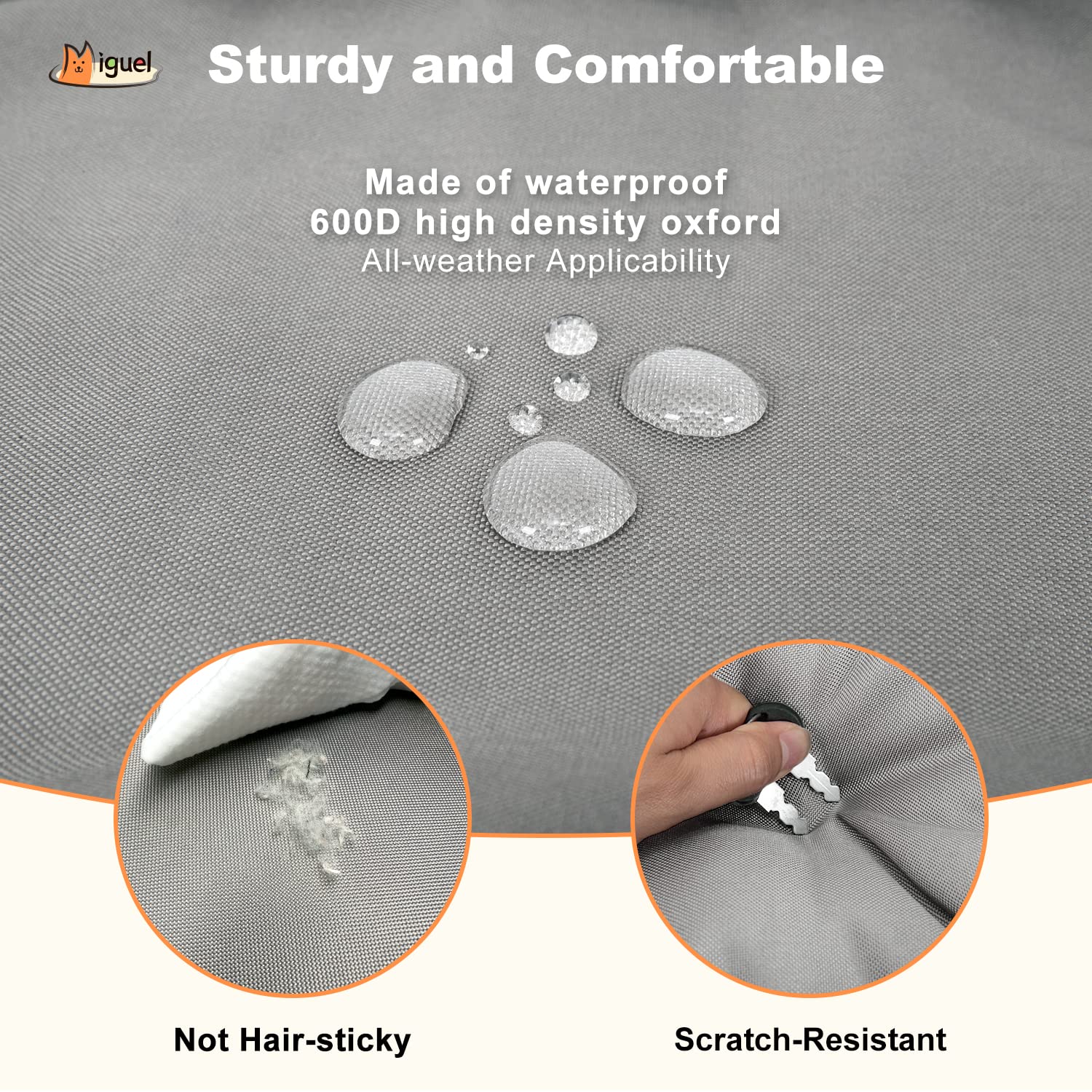 Miguel Outdoor Waterproof Dog Bed For Metal Dog Crates Water-Resistant Oxford All Weather Pet Mat Heavy Duty Durable Easy Clean Travel Indoor Outdoor Puppy Bed(42Inch Dog Bed Dog Crate,Gray)