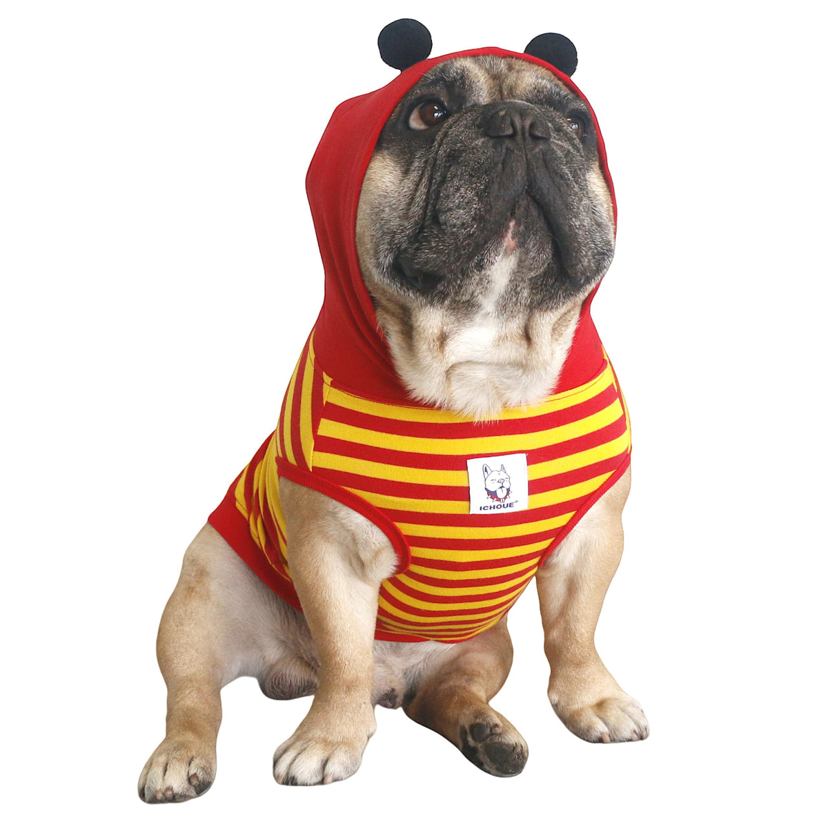 Ichoue I Am A French Bulldog Bumble Bee Halloween Costumes Clothes Hoodies Shirts Vest For Medium Dogs Cold Weather Winter Coats Frenchie English Pug Pitbull Boston Terrier - Red Yellow, Large