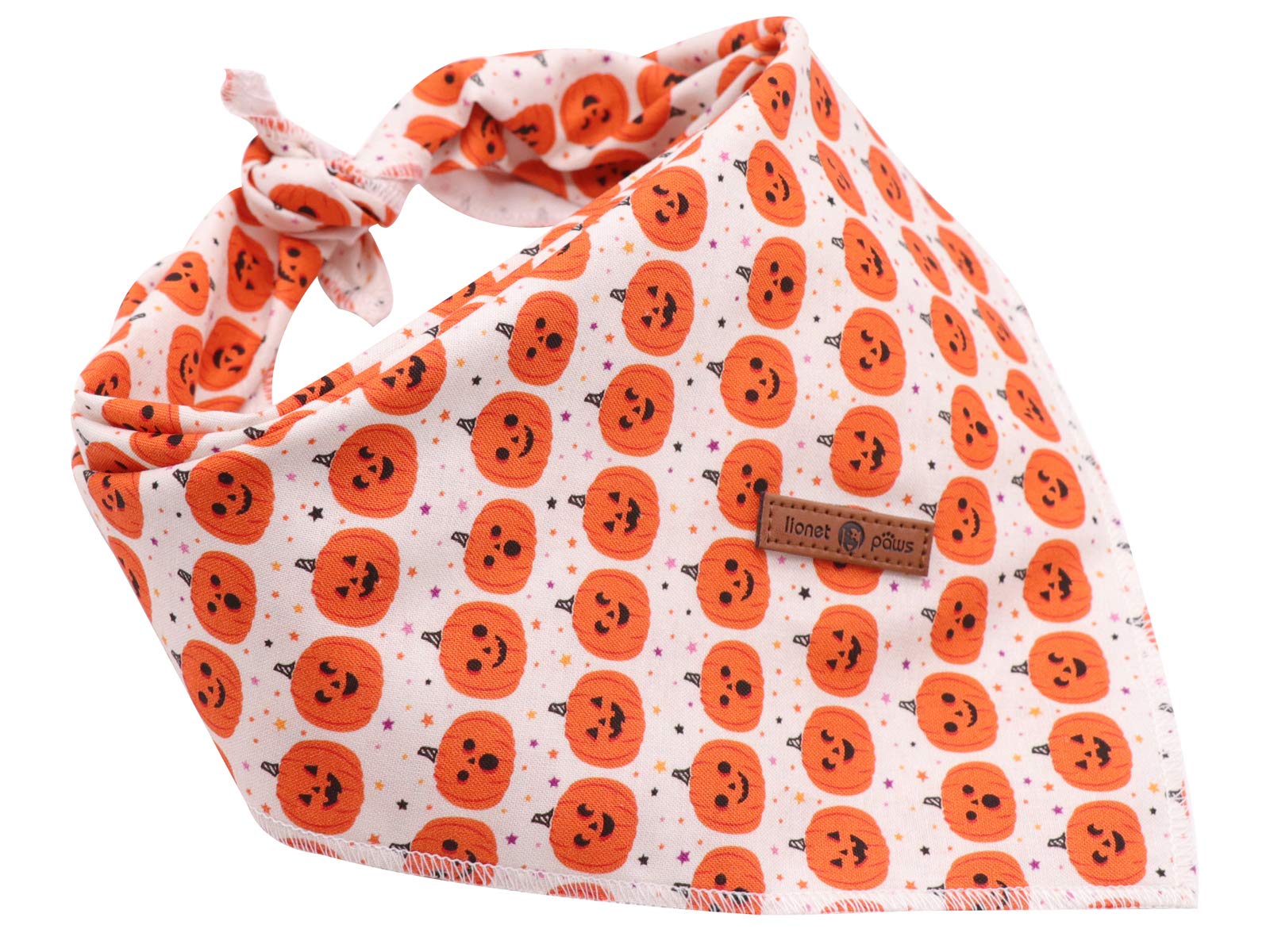 Lionet Paws Halloween Dog Bandana Washable Cotton Handkerchief Scarf Triangle Orange Pumpkin Bandana For Small Medium Large Dogs Girl Boy Gift