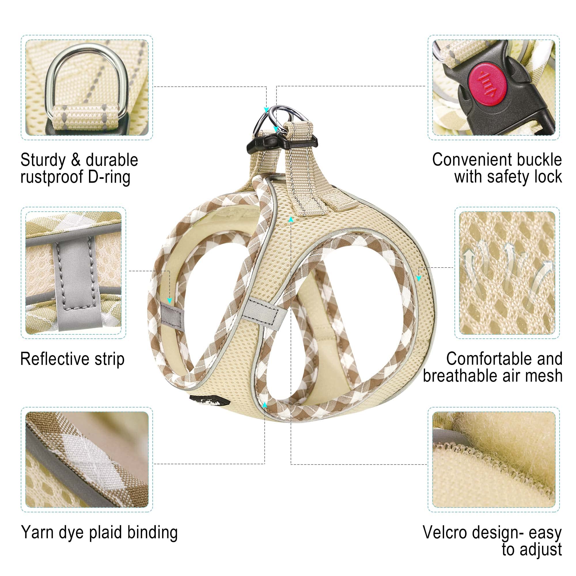 Haapaw Dog Harness With Leash Set, No Pull Adjustable Reflective Step-In Puppy Harness With Thickened Padded Vest For Extra-Smal