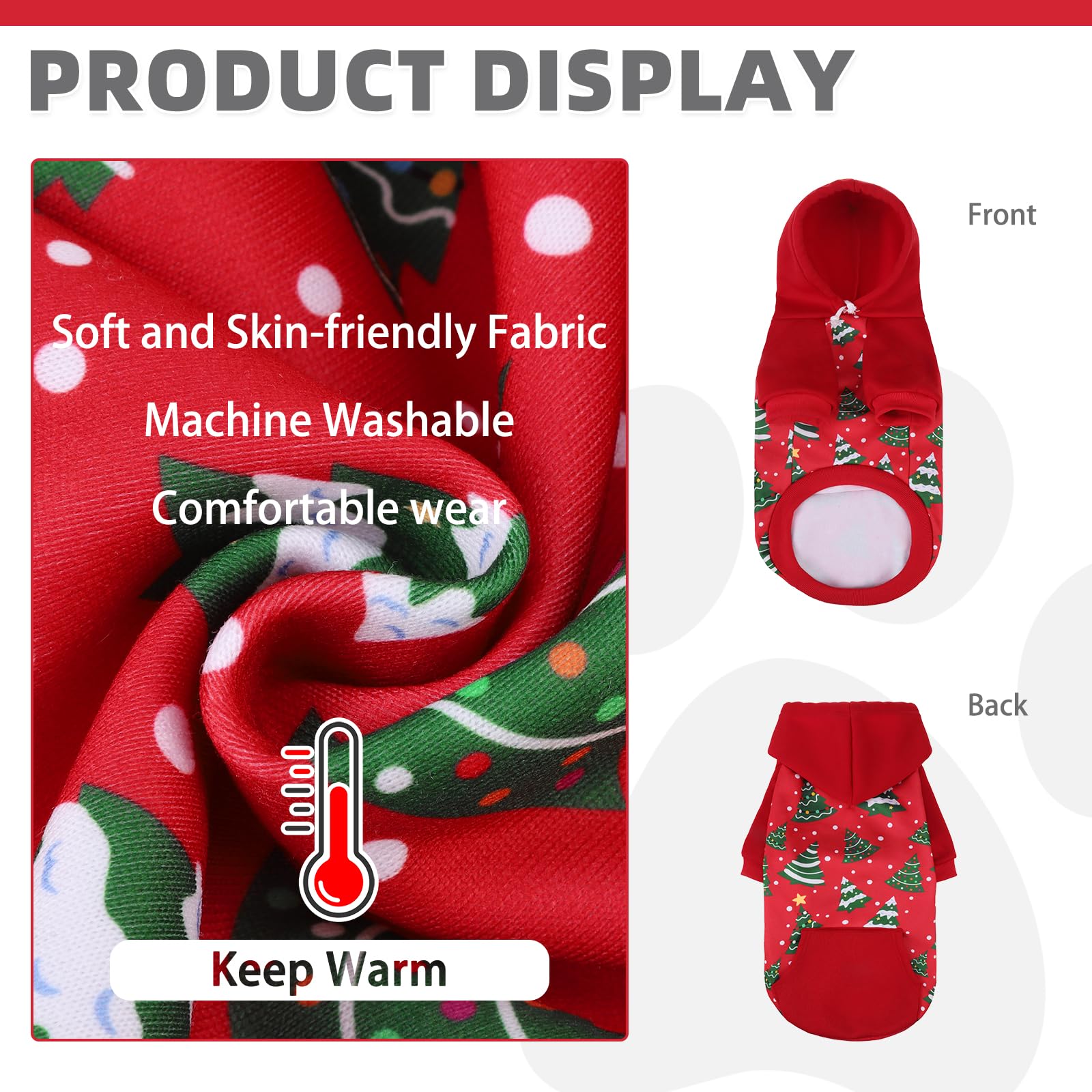 Kooltail Dog Hoodies, Soft Dog Sweater, Cold Weather Dogs Winter Coats, Warm Fleece Pet Clothes Hooded Sweatshirt With Pocket Fo