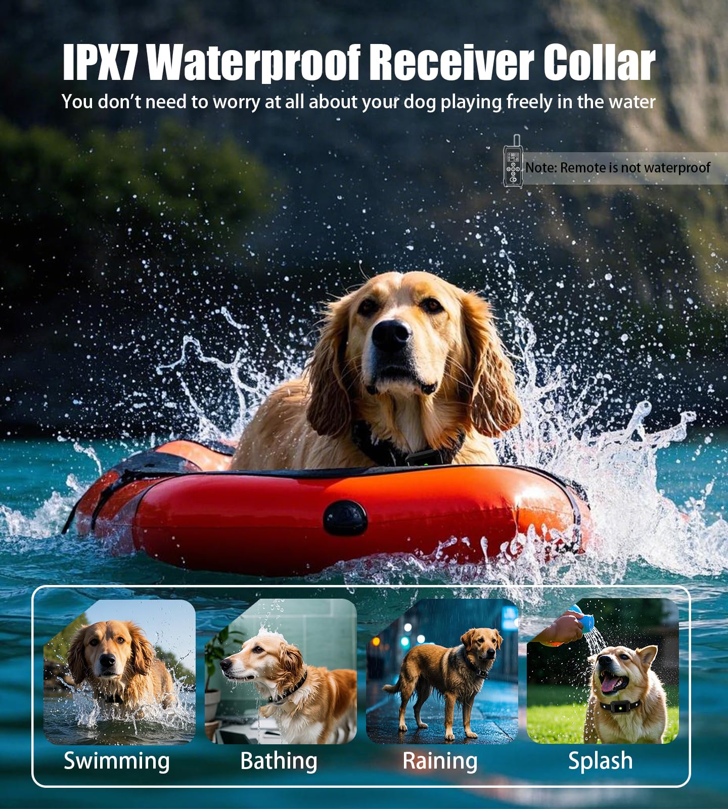 Dog Training Collar With Remote 3600Ft - Shock Collar For Barking Control, 4 Modes(Beep/Vibe/Static), Ipx7 Waterproof For Swimmi