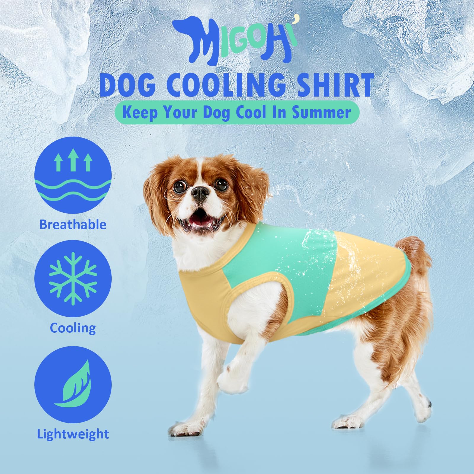 Migohi Dog Cooling Shirt, Durable Moisture-Wicking Cooling Clothes In Hot Summer, Prevents Overheating, Outdoor Activities, Seas
