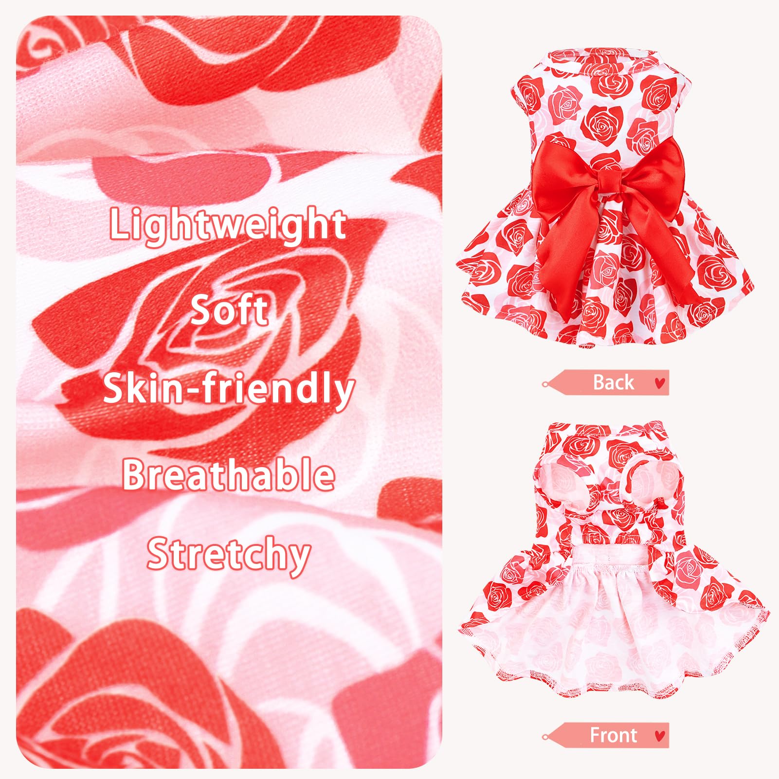 Pupteck Dog Wedding Dress Outfit Puppy Cute Small Dogs Clothes,Rose,Xs