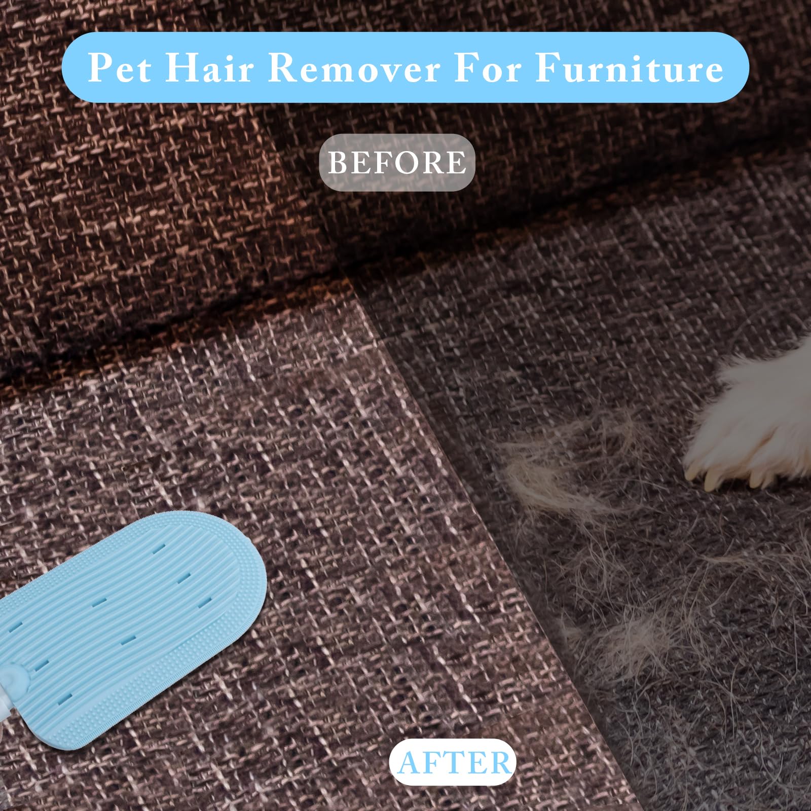 Roofurn 2024 New Upgrade Pet Hair Removal Tool, Cat Fur Remover For Furniture Couch, Dog Hair Carpet Scraper For Car Detailing,