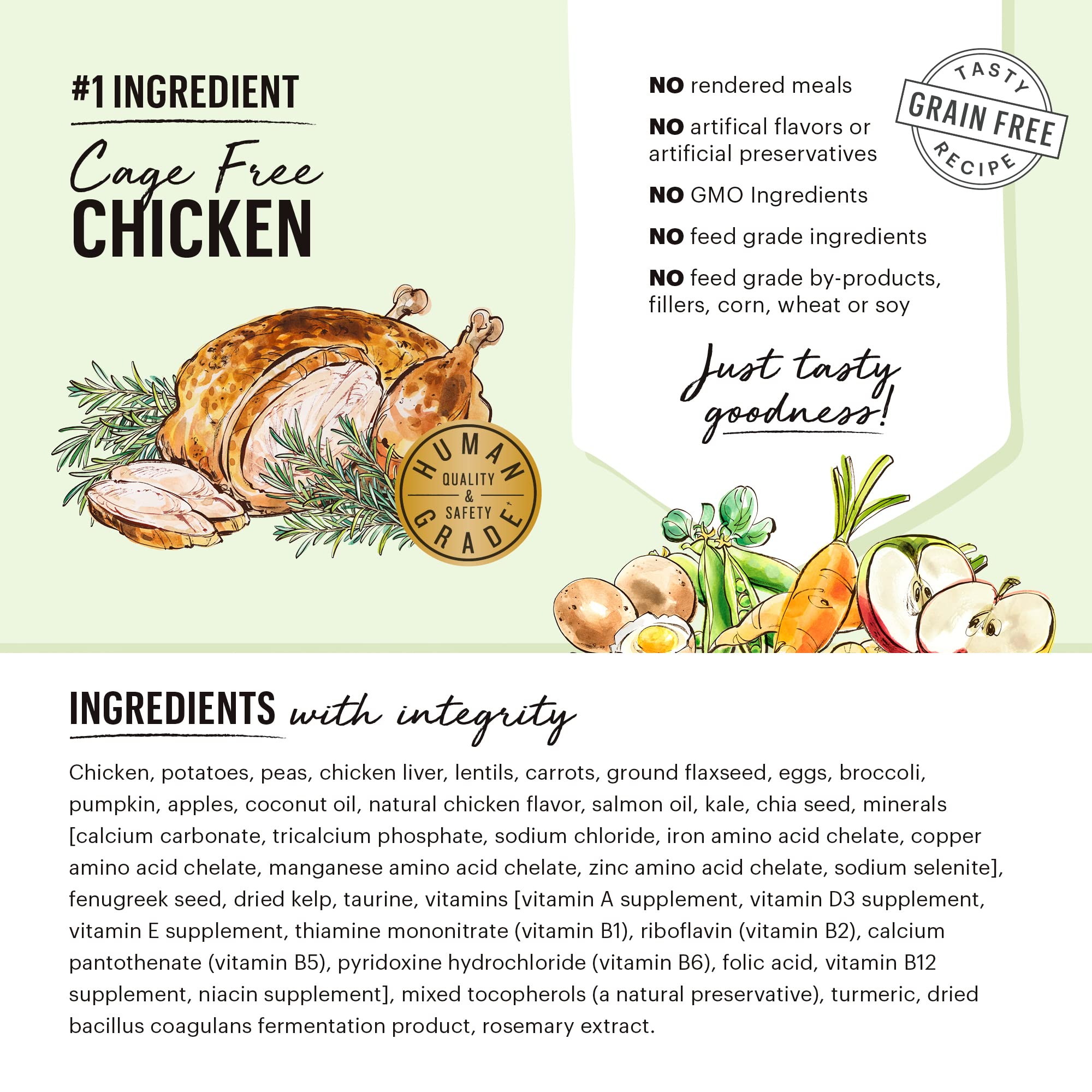 The Honest Kitchen Grain Free Chicken Dry Dog Food, 5 lb Bag, Whole Food Clusters