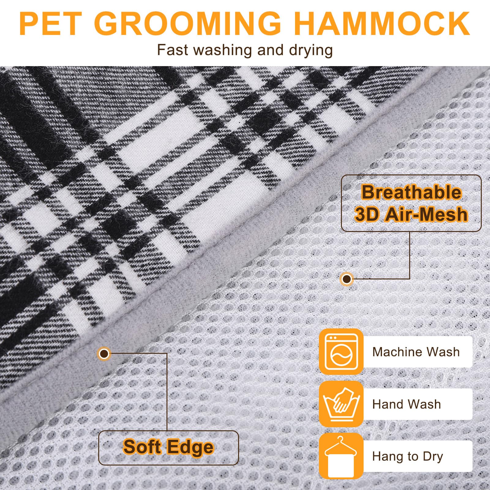 BEAUTYZOO Dog Grooming Hammock, Medium Dog Sling for Nail Trimming, Dog Hanging Harness for Claw Care with Thick Fabric Neck Sup