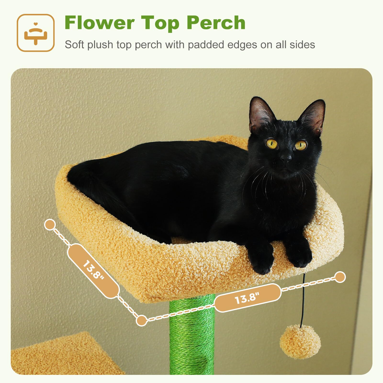 Uymi Cactus Cat Tree For Indoor Cats, 62'' Multi-Level Cat Tower With 2 Spacious Condos, Scratching Pad, 4 Cat Scratching Posts,