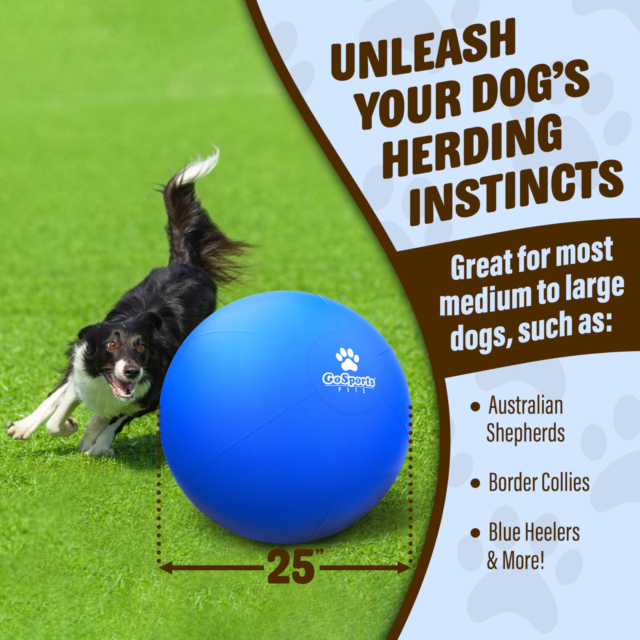 GoSports Pets Herding Ball for Dogs - 25 Inch Dog Toy Ball with Bite-Proof Cover for Medium to Large Dogs