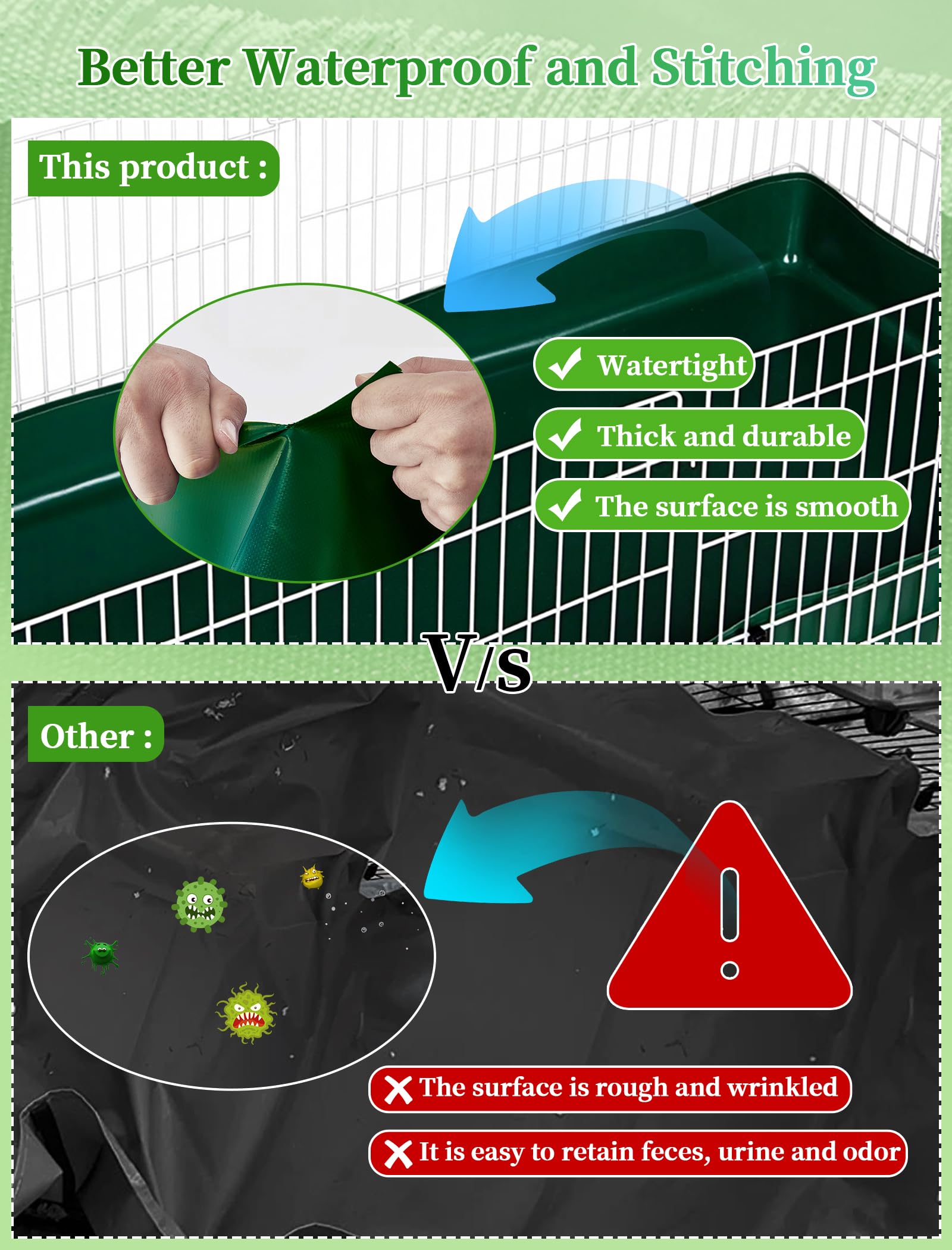 Ginidear Guinea Pig Cage Liner, Waterproof/Leakproof Base For Guinea Pig Cages. Reusable Bottom For Rabbits Hamsters Hedgehogs A