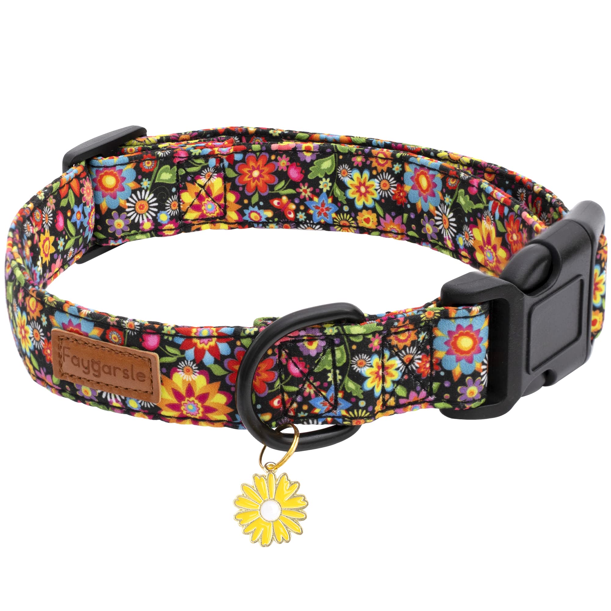 Faygarsle Floral Dog Collar For Girls And Female Dogs Soft And Fancy Pet Collar With Flower Design Ideal Black Dog Collar For Sm