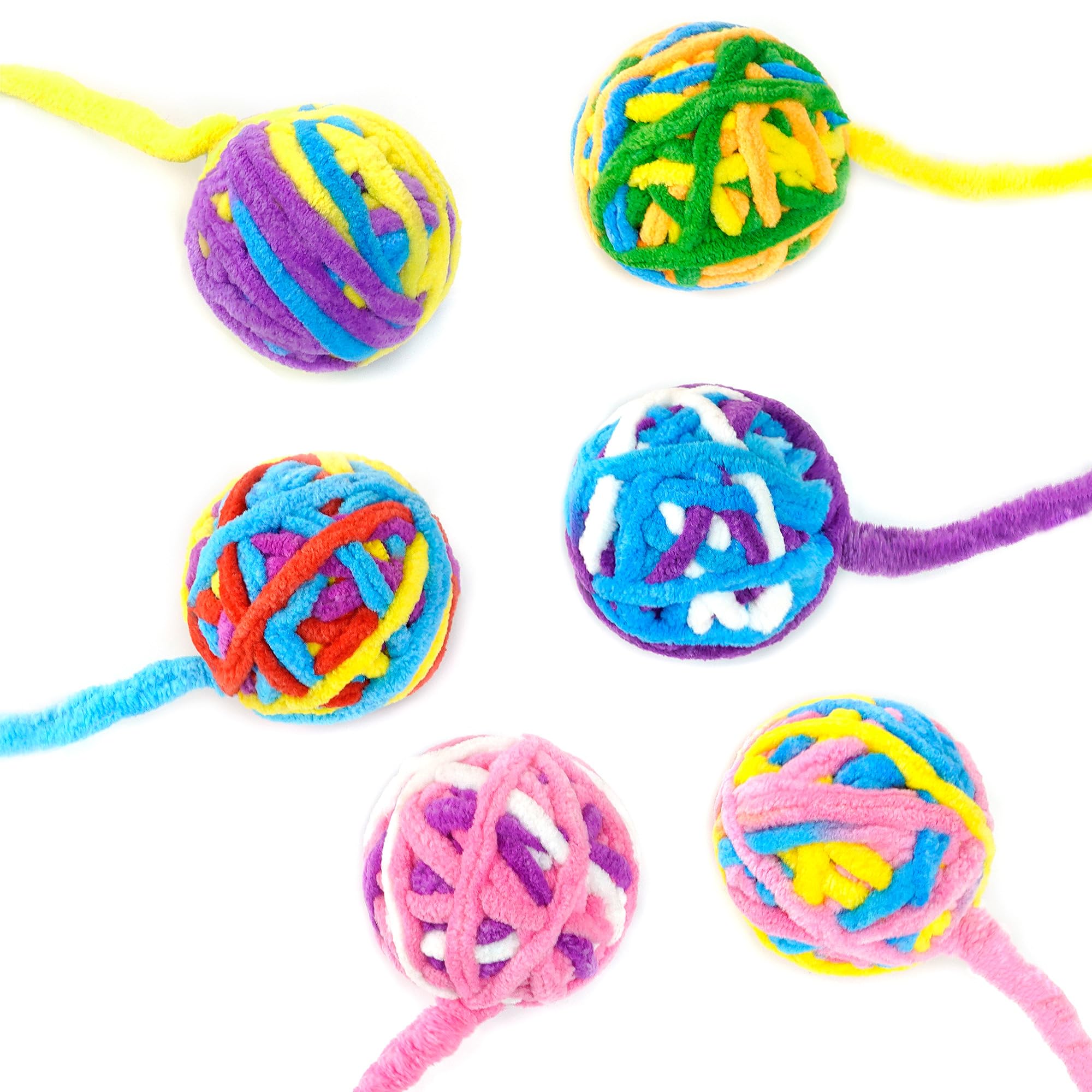 Chiwava 6 Pack 20'' Woolen Yarn Cat Toys Ball With Bell 2'' Large Indoor Cat Toy Balls Kitten Interactive Toys