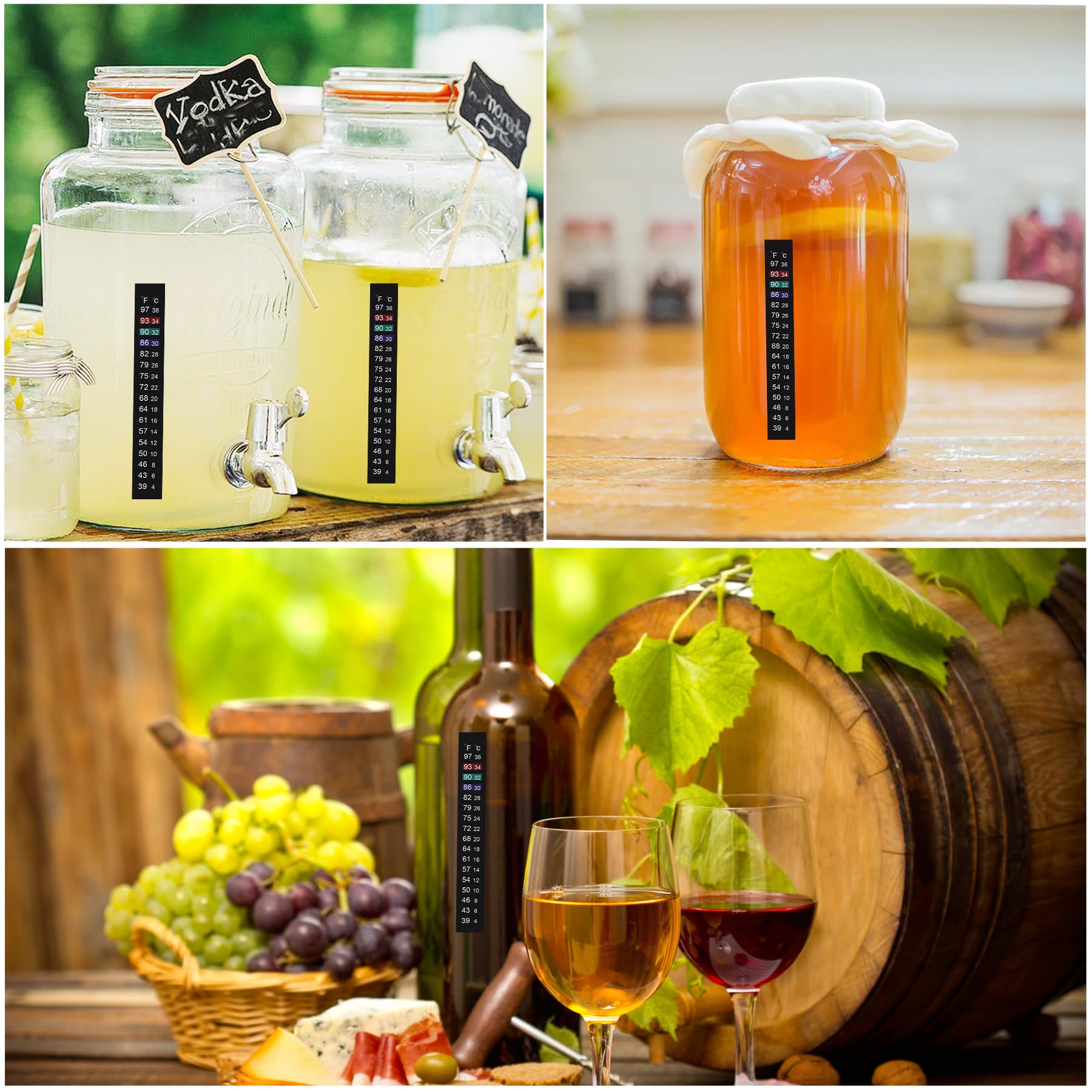 Jansamn Brewing Thermometer Strip Adhesive Strip Thermometer Aquarium Thermometer Sticker Thermometer Sticker for Fish Tank/Komb